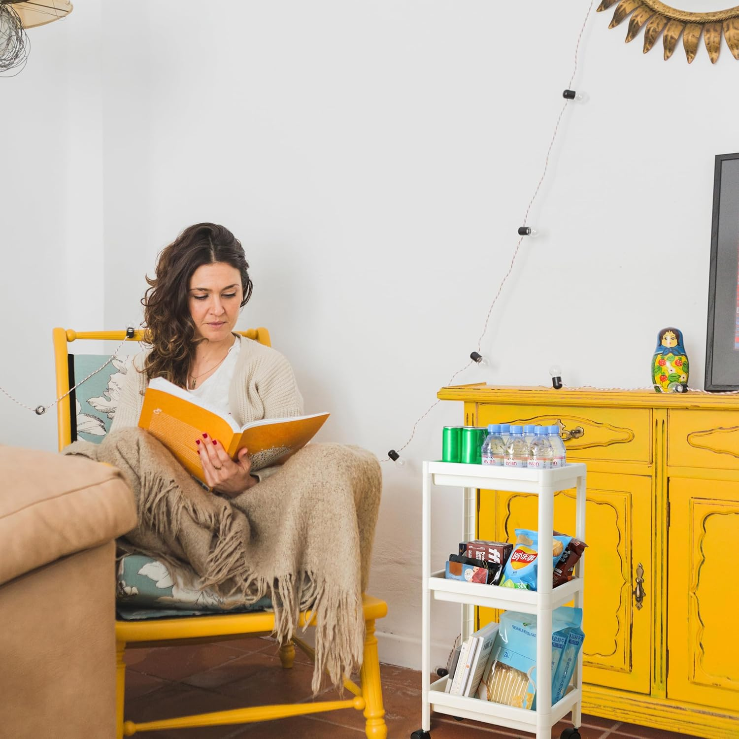 Okam 3-Tier Slim Storage Trolley Cart - Slimline Bathroom and Kitchen Storage Unit with Hooks, Aeration Holes, Smooth Wheels, Perfect for Narrow Gaps, White. Stands 75Cm Tall Narrow Storage Unit image number 6