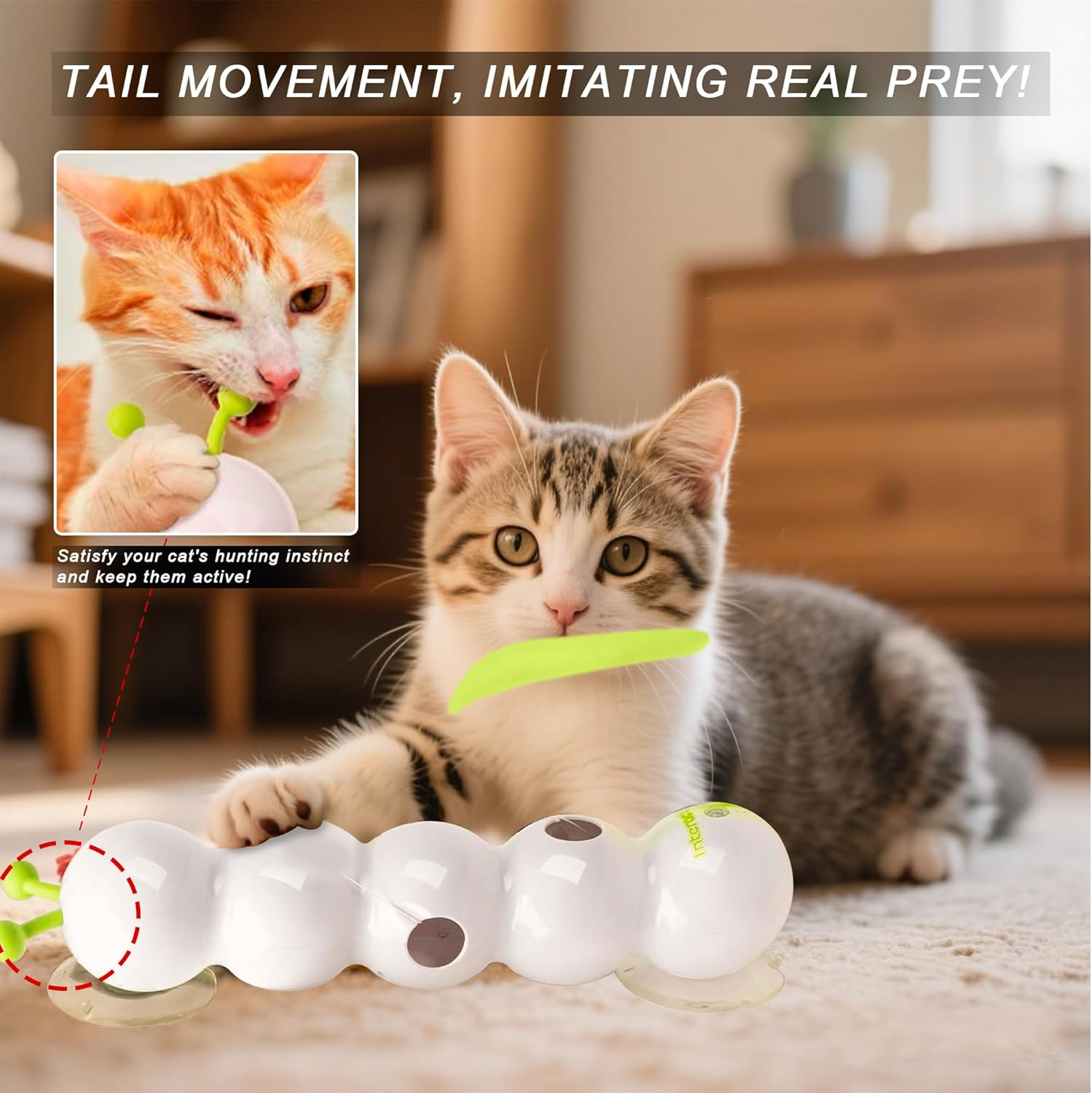 Emesak Caterpillar Smart Cat Toy &ndash; Interactive Caterpillar Cat Toy for Indoor Cats, Moving Bug Toy for Cats, Realistic Wiggle Motion, Fun & Engaging Cat Toys for Play and Exercise image number 5