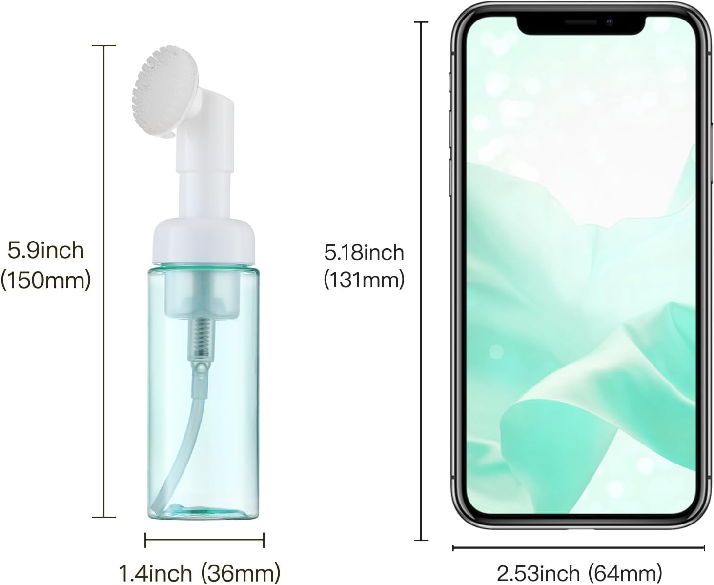Owlyee 2Oz Foam Bottle (3PCS) with Brush, Empty Foaming Pump Dispenser for Hand Soap, Lash Cleanser, Shampoo to Travel (60Ml, Green) - Clear image number 1