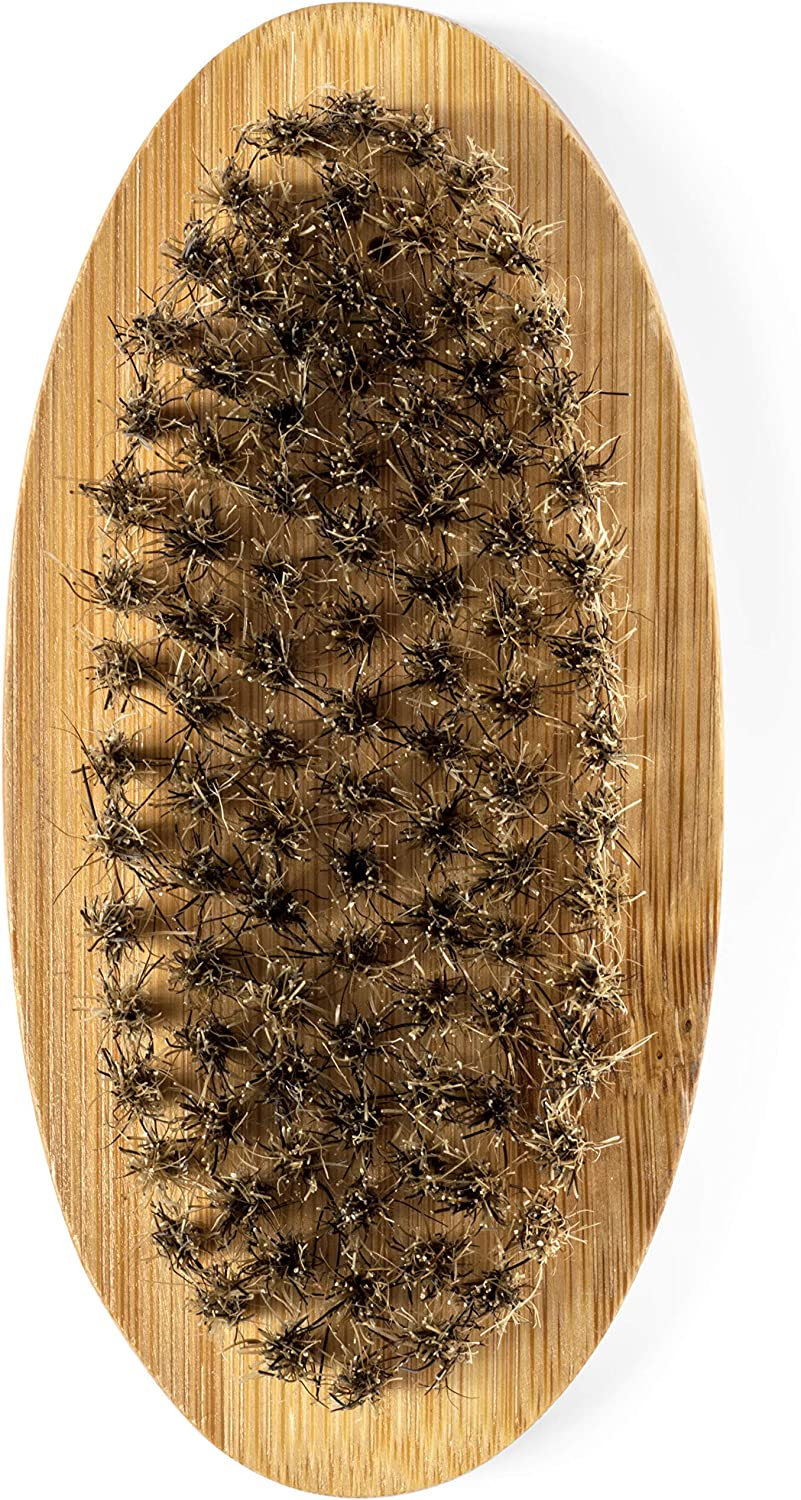 Grannaturals Military Style Boar Bristle Hair Brush for Men and Boys - Palm Size Hairbrush and Beard Brush for Grooming Thin, Fine, Facial and Short Hair - Soft Bristle Slick Back & Smoothing image number 4