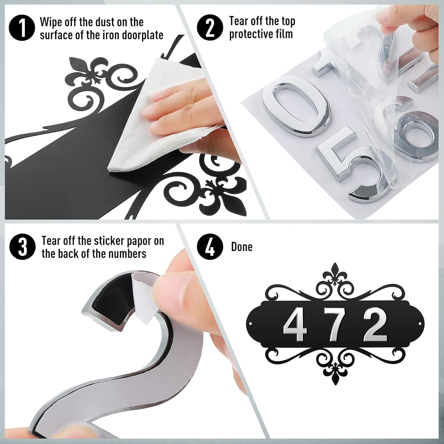 House Address Plaques Metal Address Sign Mailbox Number Personalized Address Signs for House Home Hotel Office Garden Decorative Wall Plaque (Delicate Style) image number 4