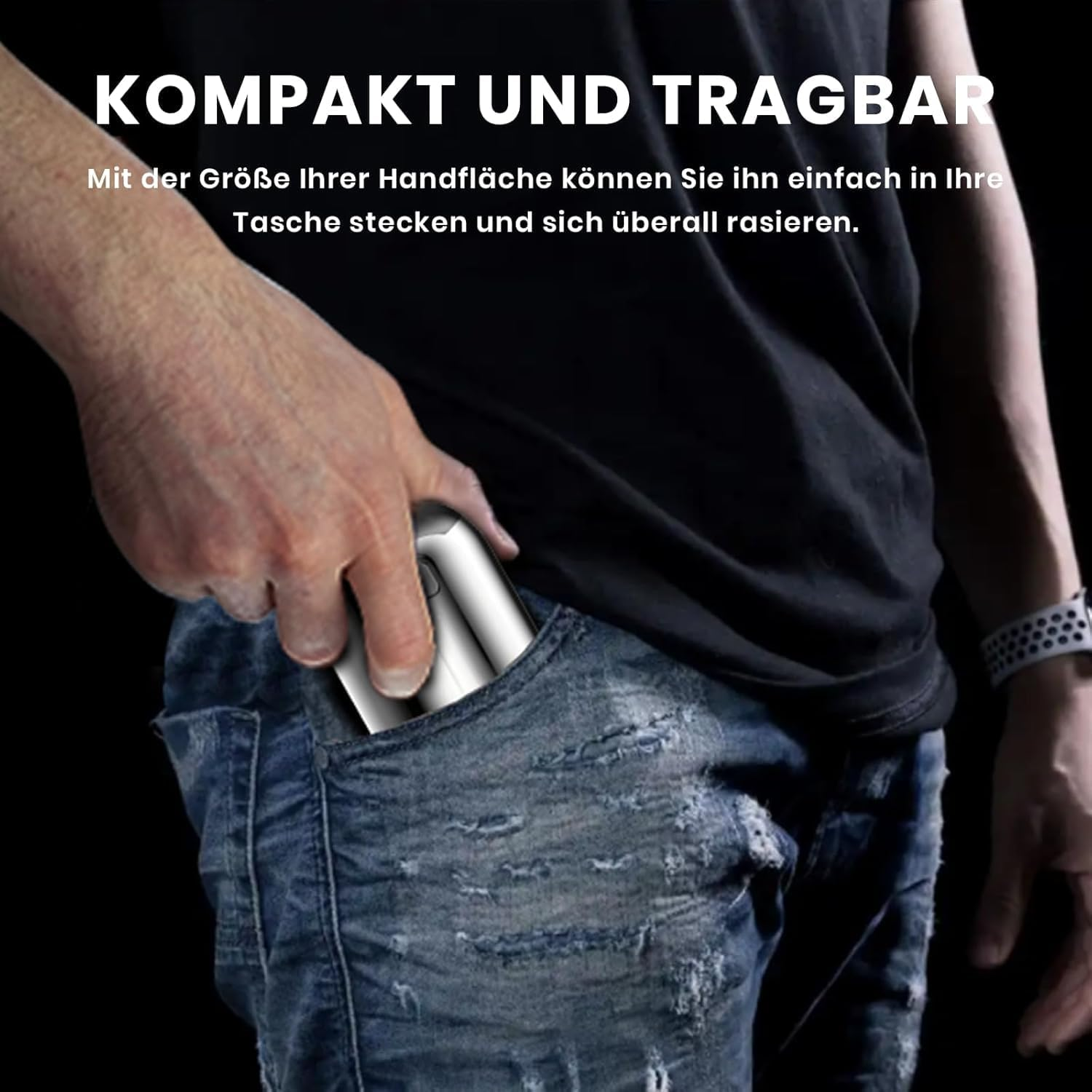 2025 Upgraded Waterproof Mini Electric Shaver for Men &ndash; Portable Cordless Travel Shaver with Deep Cleaning, Multi-Functional Trimmer & Gentle Grooming (Silver) - Green image number 6