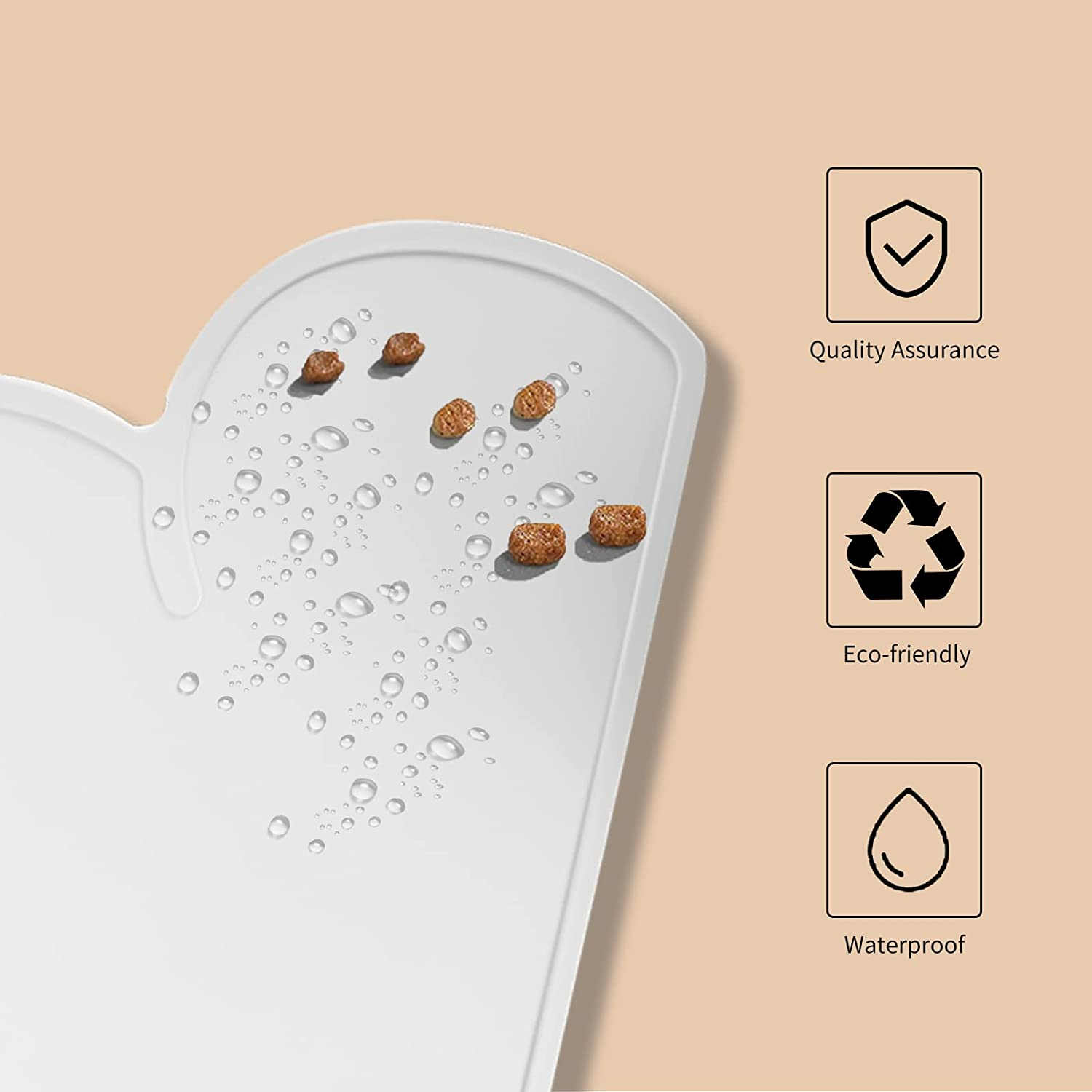 Colexy Silicone Feeding Bowl Mat, Non-Slip Waterproof Pet Placemat, Bowl Mat, Dogs, Cats, Feeding Mats, 48 X 26 Cm, Grey (Clouds) image number 4