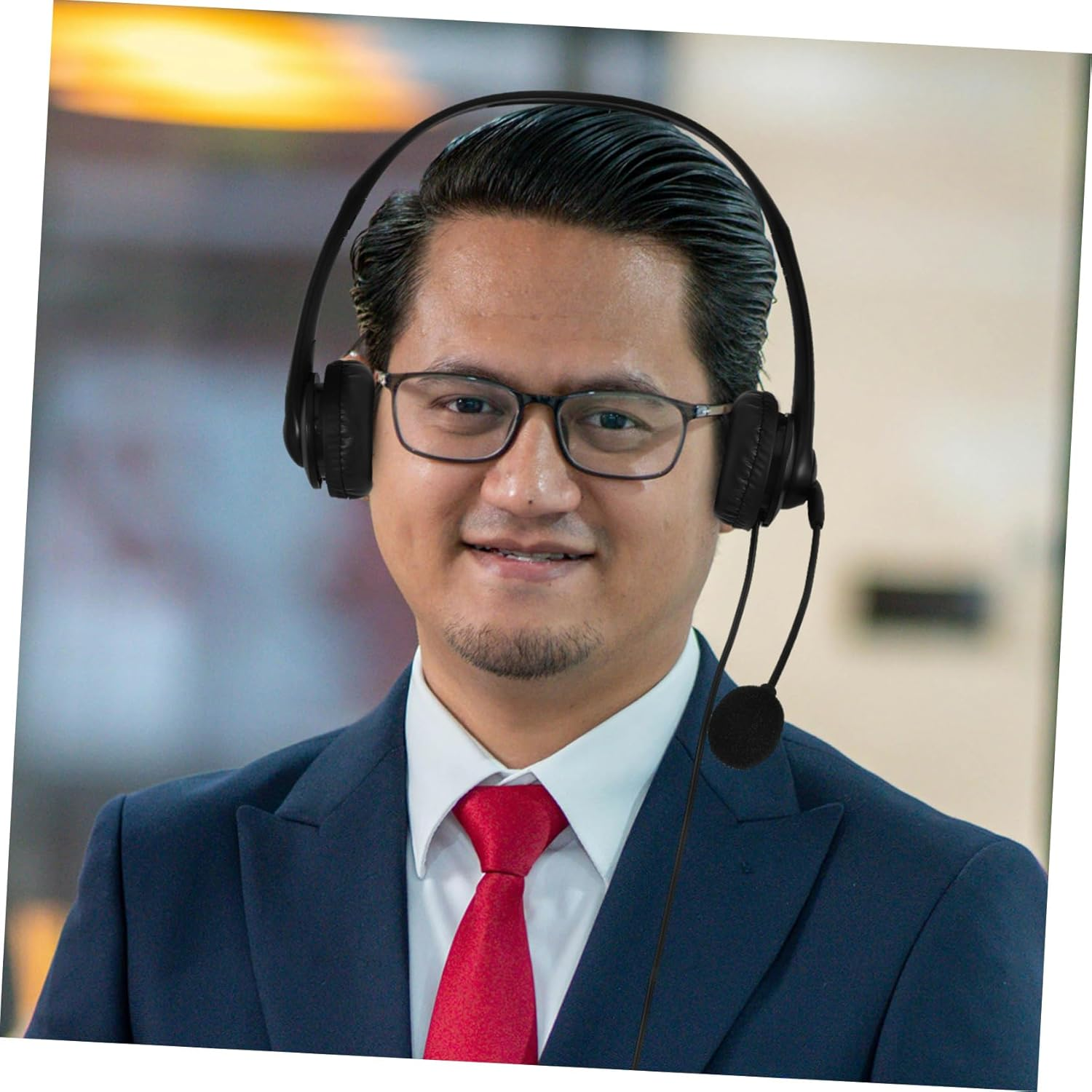 Mikinona USB Wired Noise Cancelling Headset Microphone for Office and Online Classes, Dual-Ear Pc Call Center Headphones for Students and Business, Black Computer Wired Headphones image number 3