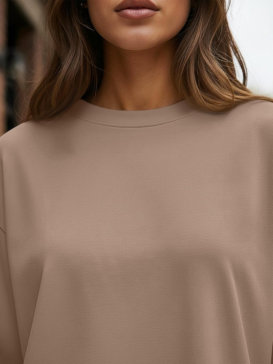 LILLUSORY Womens Tops Oversized Long Sleeve Tshirts Basic Crewneck T Shirt Casual Clothing image number 4