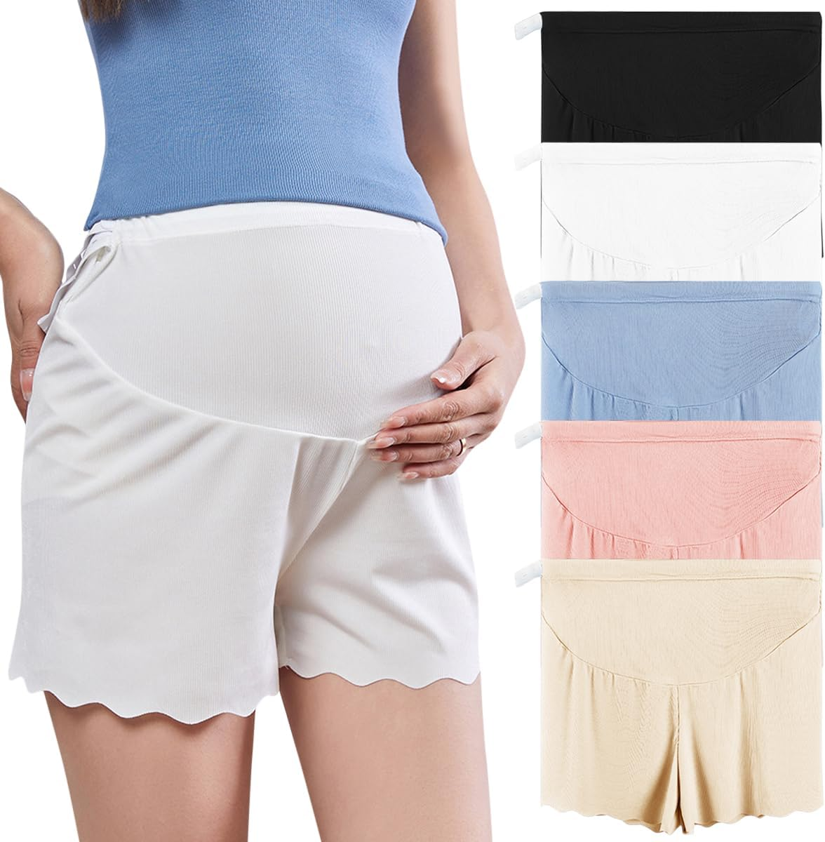 Underwear, Pure Color Pregnant Women Summer Ultra Thin Ice Silk Loose and Adjustable anti Light 5 Pcs image number 4