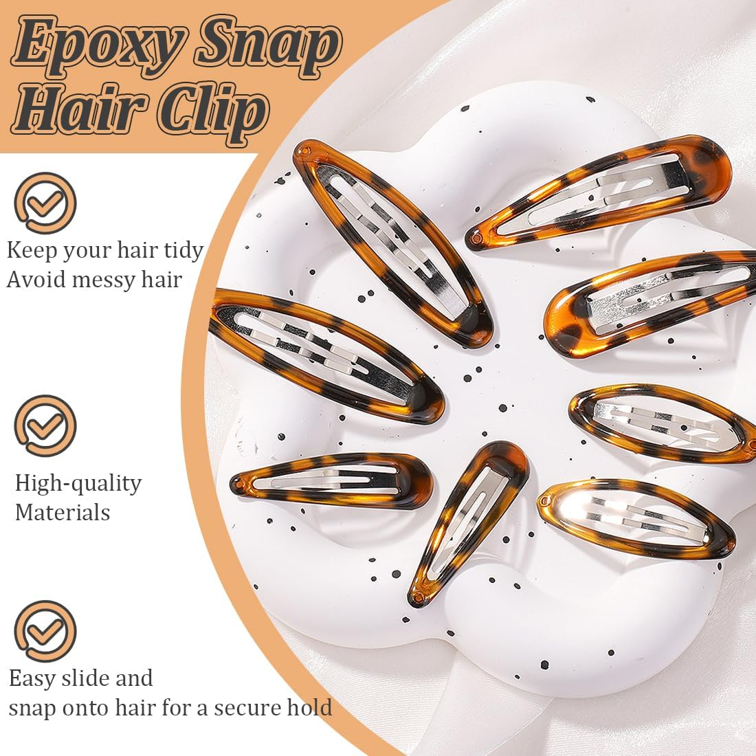 Women'S Thin Hair Clips, 8 Pieces, Metal Women'S Hair Clips, Non-Slip Hair Clip, French Tortoiseshell Look, Double Handle Snap image number 1