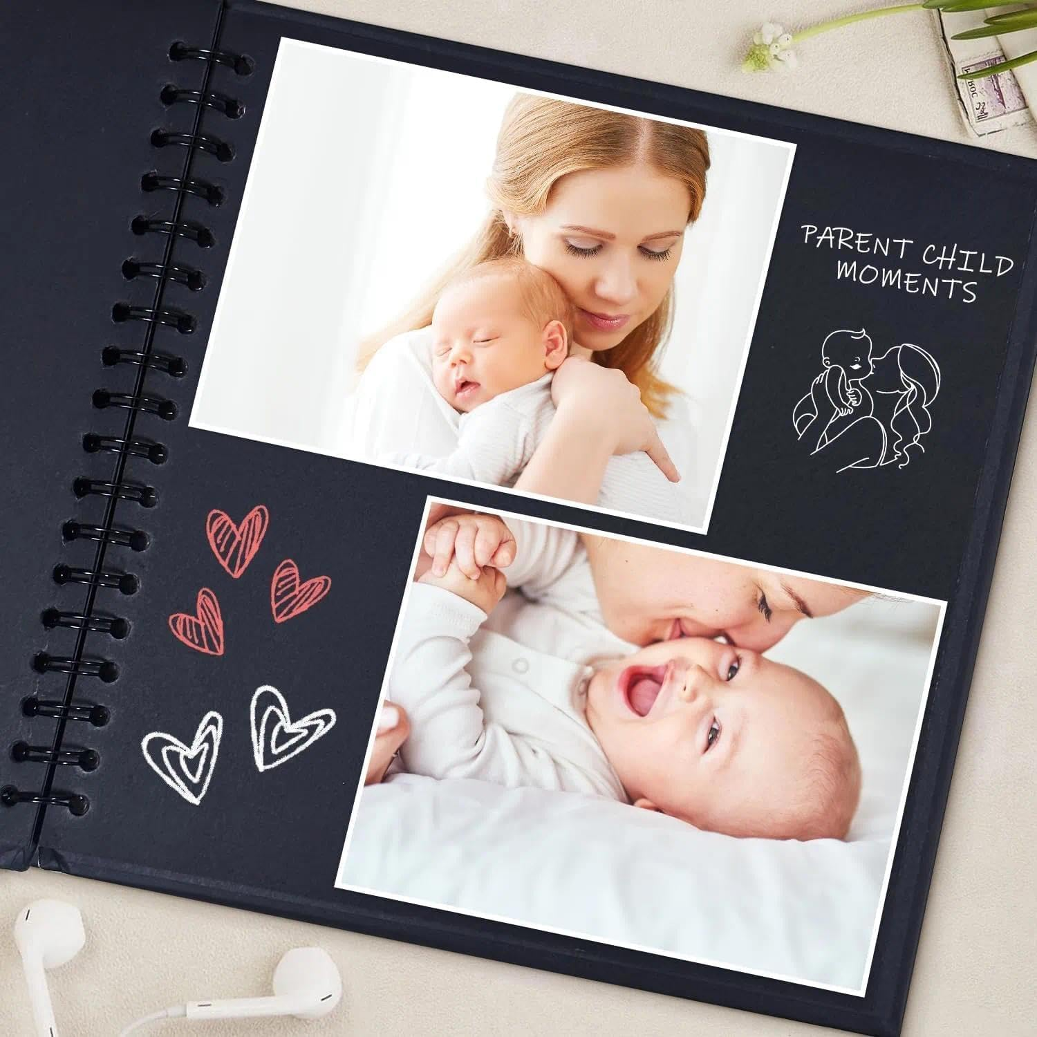 Scrapbook Album, DIY Scrapbook, 8X8 Inch, Spiral Binding, Baby Memory Book, Wedding Scrapbook, Family Photo Album - Customizable, Kraft Paper Pages - Photo Album with Writing Space, Leralsta image number 4