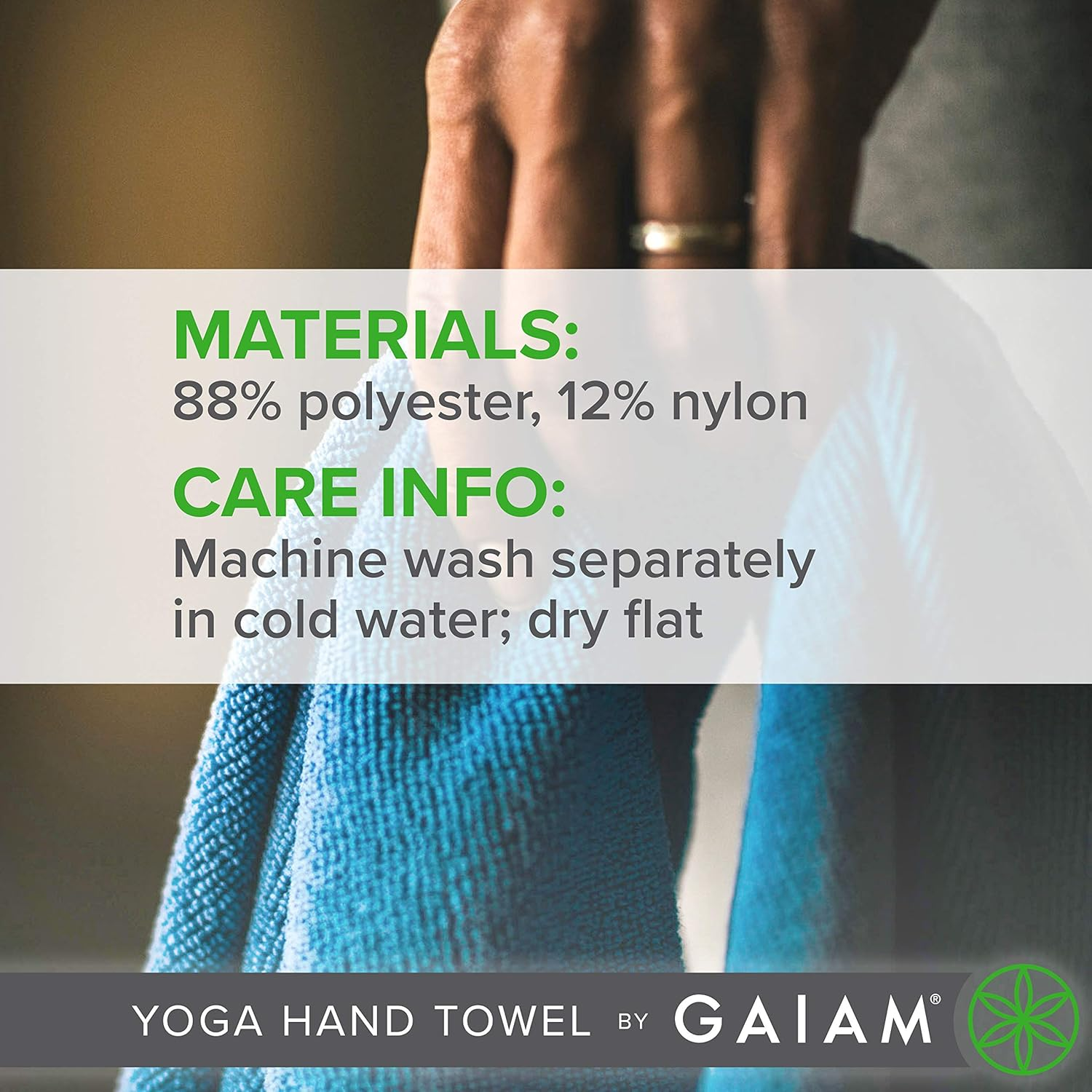 Gaiam Yoga Mat Towel Microfiber Yoga Mat and Hand Sized Towels for All Types of Yoga, Pilates and Floor Exercises - Great for Hot Yoga (68" X 24" or 20" X 30") image number 1