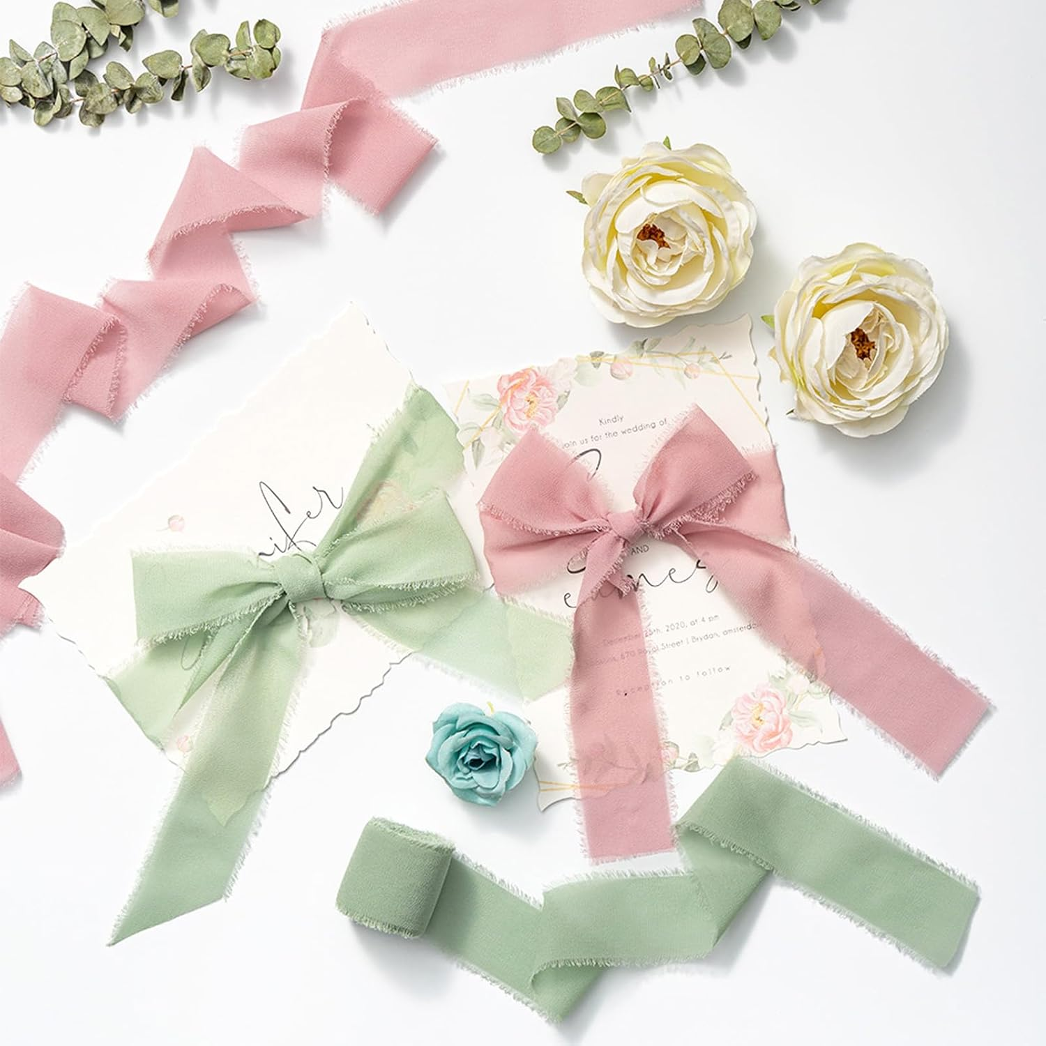 Chiffon Ribbon Decoration Handmade Wide Ribbon for Gift Wrapping for Wedding Birthday Valentine'S Day Party Decoration and Crafts DIY Projects,1.5 Inch X 7 Yd,Terracotta - Champagne image number 2