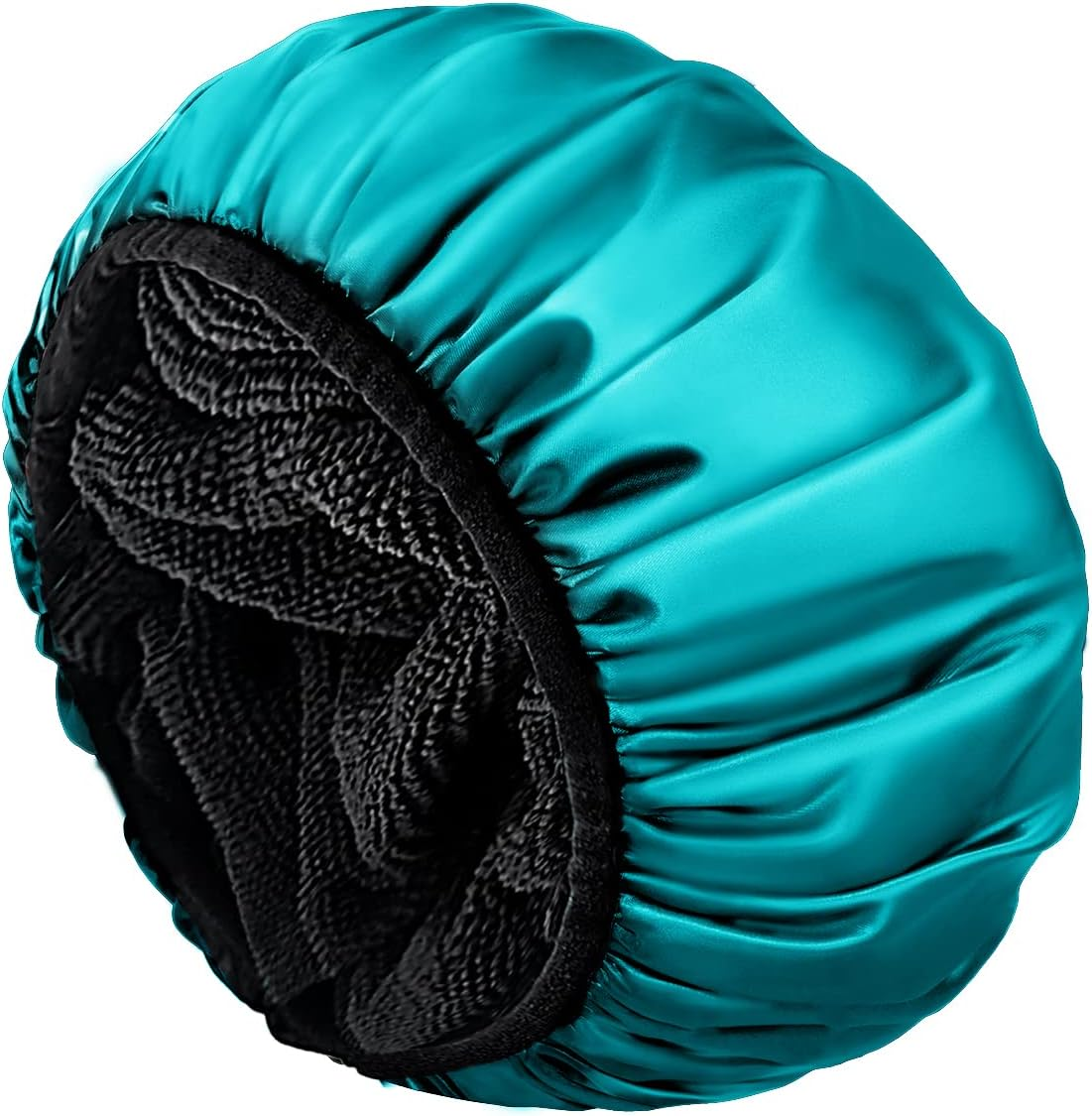 Aquior Shower Cap,Extra Large Triple Layer Bathing Cap with Dry Hair Function for Women Microfiber Terry Cloth Silky Satin 100% Waterproof Reusable Long Hair Bath Caps (Purple)