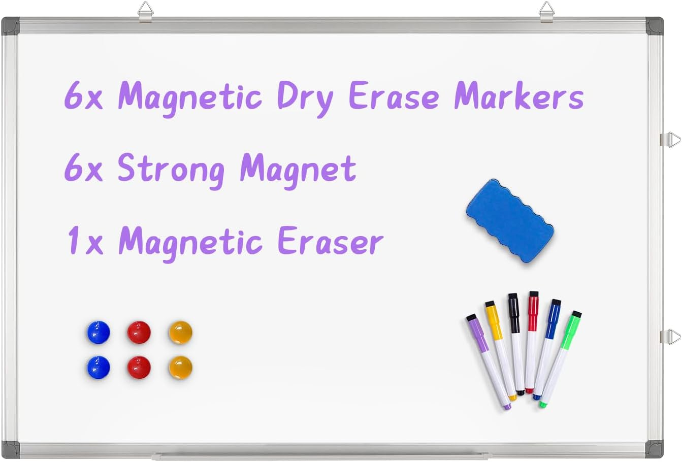 Magnetic Whiteboard Wall Hanging Dry Erase White Board, 90 X 60 CM Writing Boards for Office School and Home image number 5