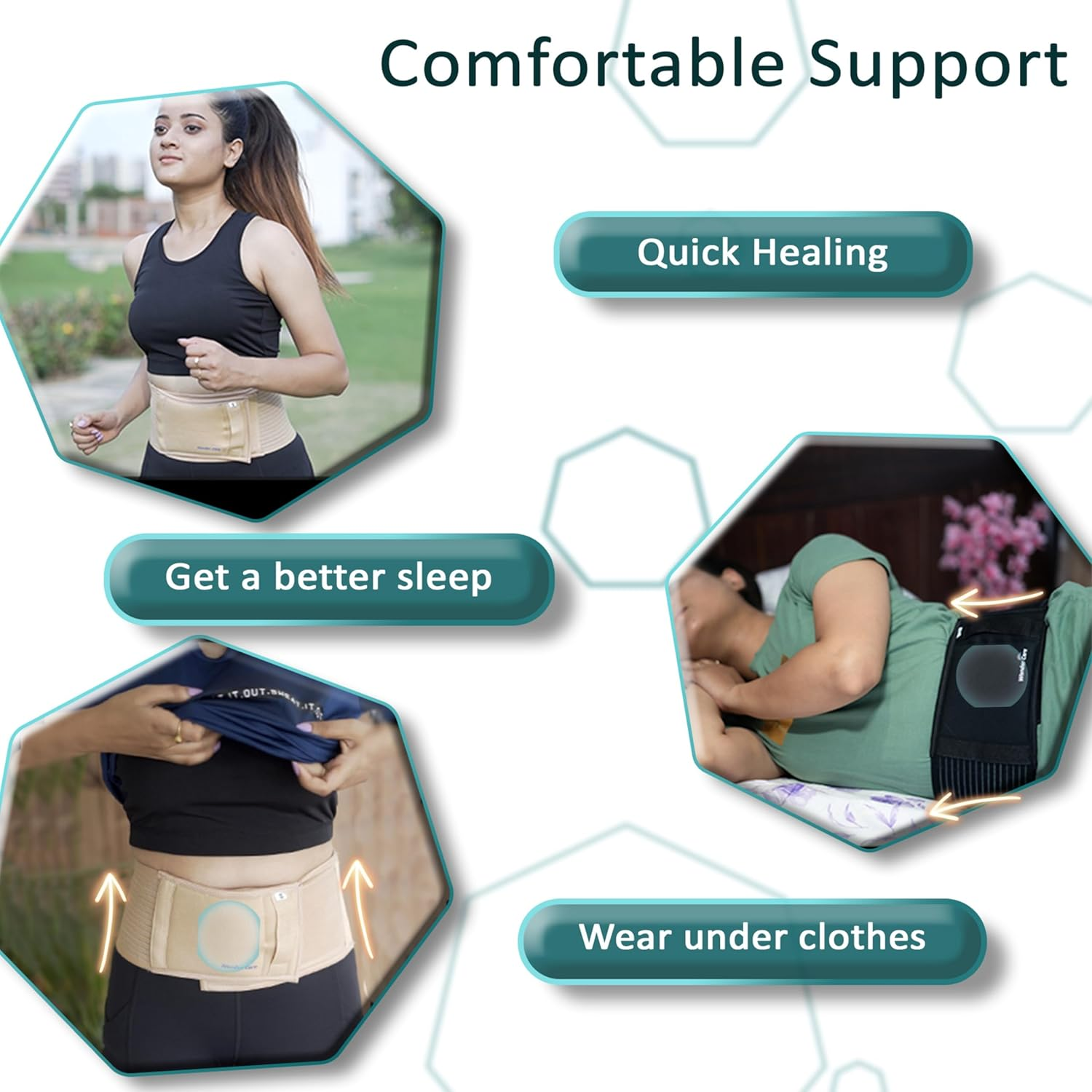 Wonder Care- Umbilical Hernia Support Belt Abdominal Binder for Belly Button Hernias or Navel Hernias, Hernia Pain Relief Brace-4Xl image number 3