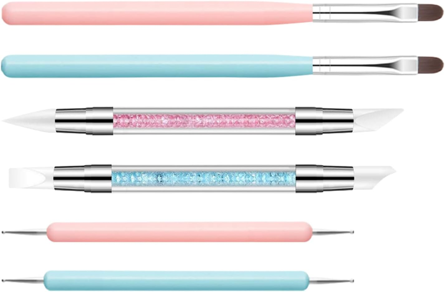 Silicone Nail Tool | Double-Ended Nail Brushes Kit | Detail Gel Sculpture Manicure Kit Liner Brush for Salon Home Travel image number 6