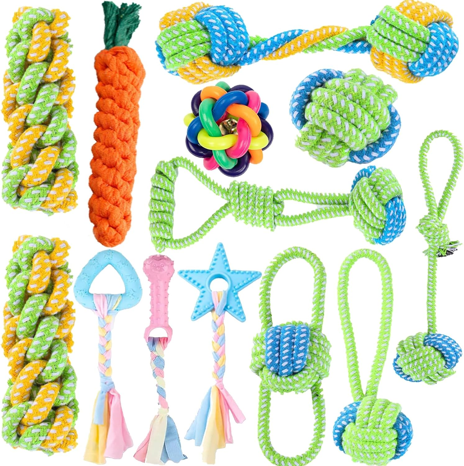 Dog Toys for Aggressive Chewers,13 Pack Dog Chew Toy,Teething Toys for Puppies,Medium,Durable Chew Toys for Small,Medium Dogs,Puppy Chew Toys,Indestructible Dog Rope Toys,Dog Squeaky Toys image number 4