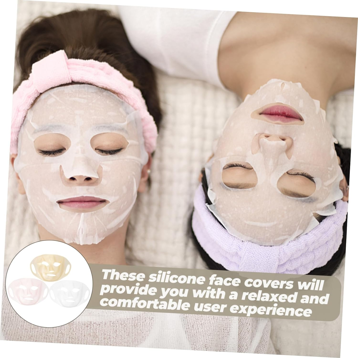 KOMBIUDA 3Pcs Silicone Covers Reusable Moisturizing Facial Cover Hydrating Skincare Comfortable Fit for Women and Prevents Evaporation image number 4