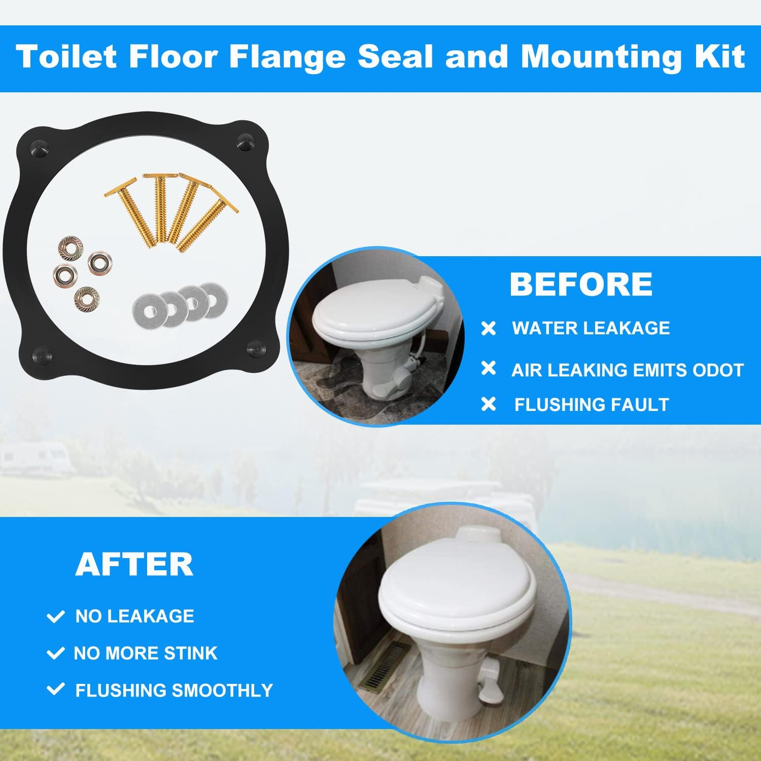 385310063 SE341549 Toilet Floor Flange Seal and Mounting Kit Replaces for Dometic Sealand Toilets 506+ / 510+ / 511H Models, RV Toilet Seal Kit for Motorhome and Trailer image number 5