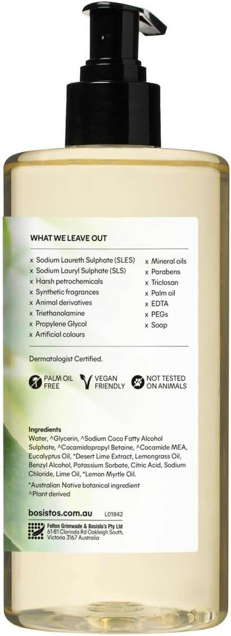 Bosisto'S Desert Lime & Eucalyptus Hand Wash 500Ml image number 1