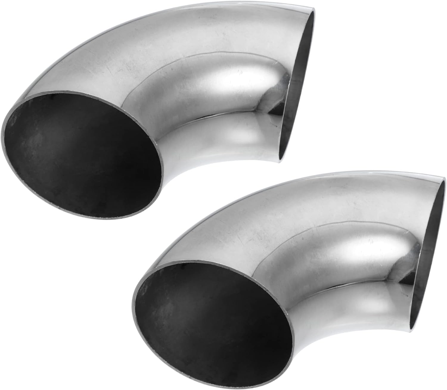 X AUTOHAUX 2Pcs OD 3 Inch 90 Degree Mandrel Bend Elbow SS304 Stainless Steel Bend Tube Exhaust Elbow Pipe for Car Modified Exhaust System 3" Piping Silver Tone image number 2