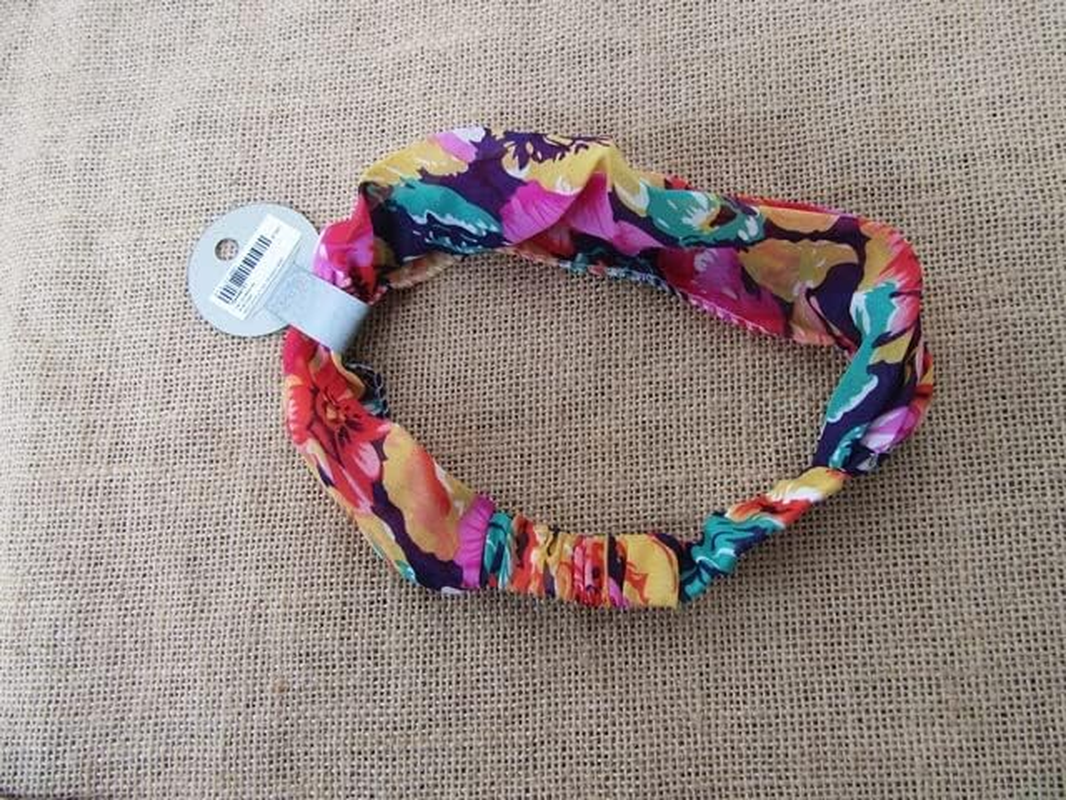 12Sheets Fabric Elastic Wide Head Band Assorted
