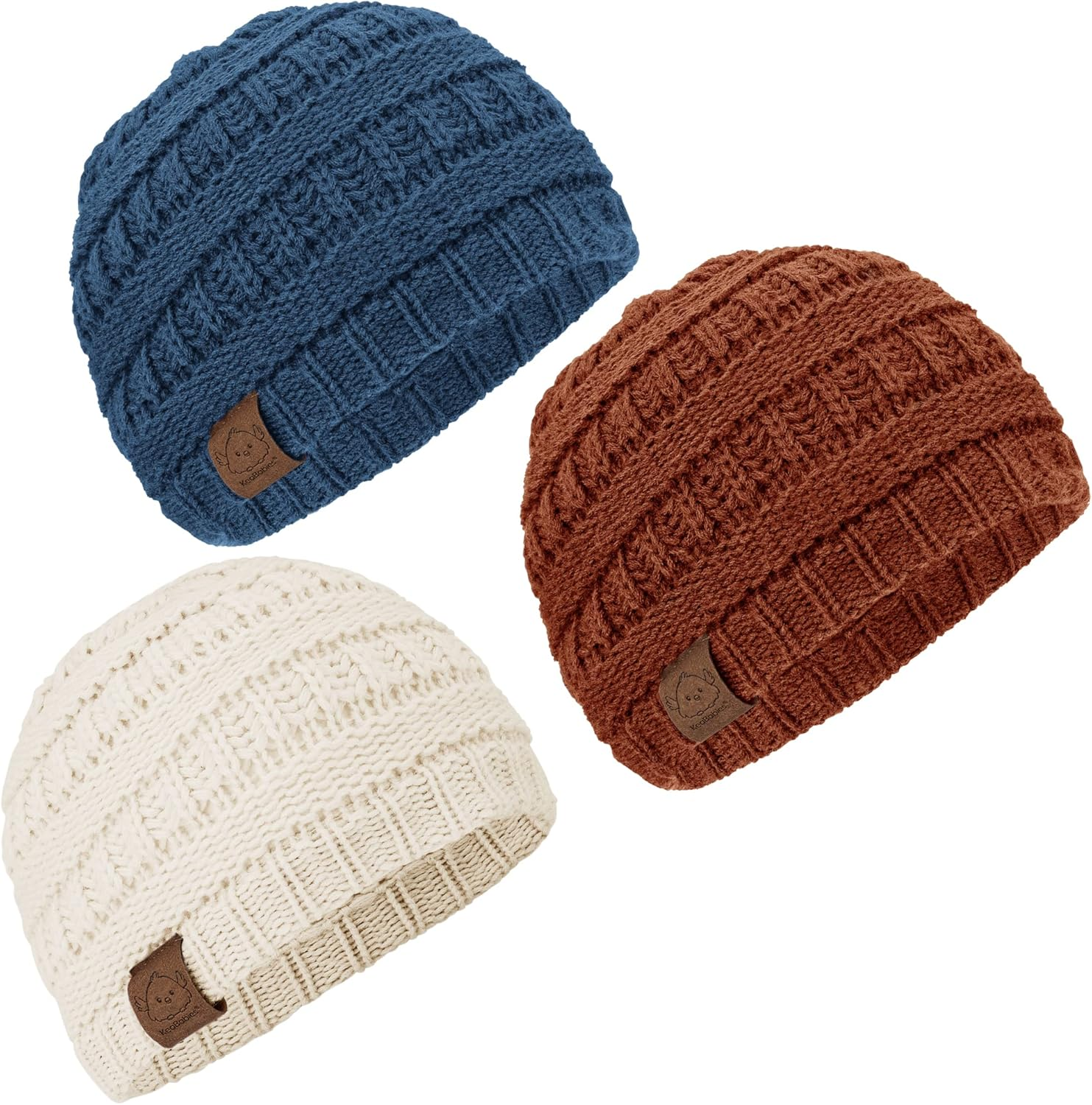 Keababies 3-Pack Baby Beanies for Boys, Girls - Soft, Cute Baby Winter Hats 6-36 Months, Stretchy Knit, Warm Toddler Winter Hat, Newborn, Infant, Toddler Beanie for Babies Girl, Boy (Sunshine, M)