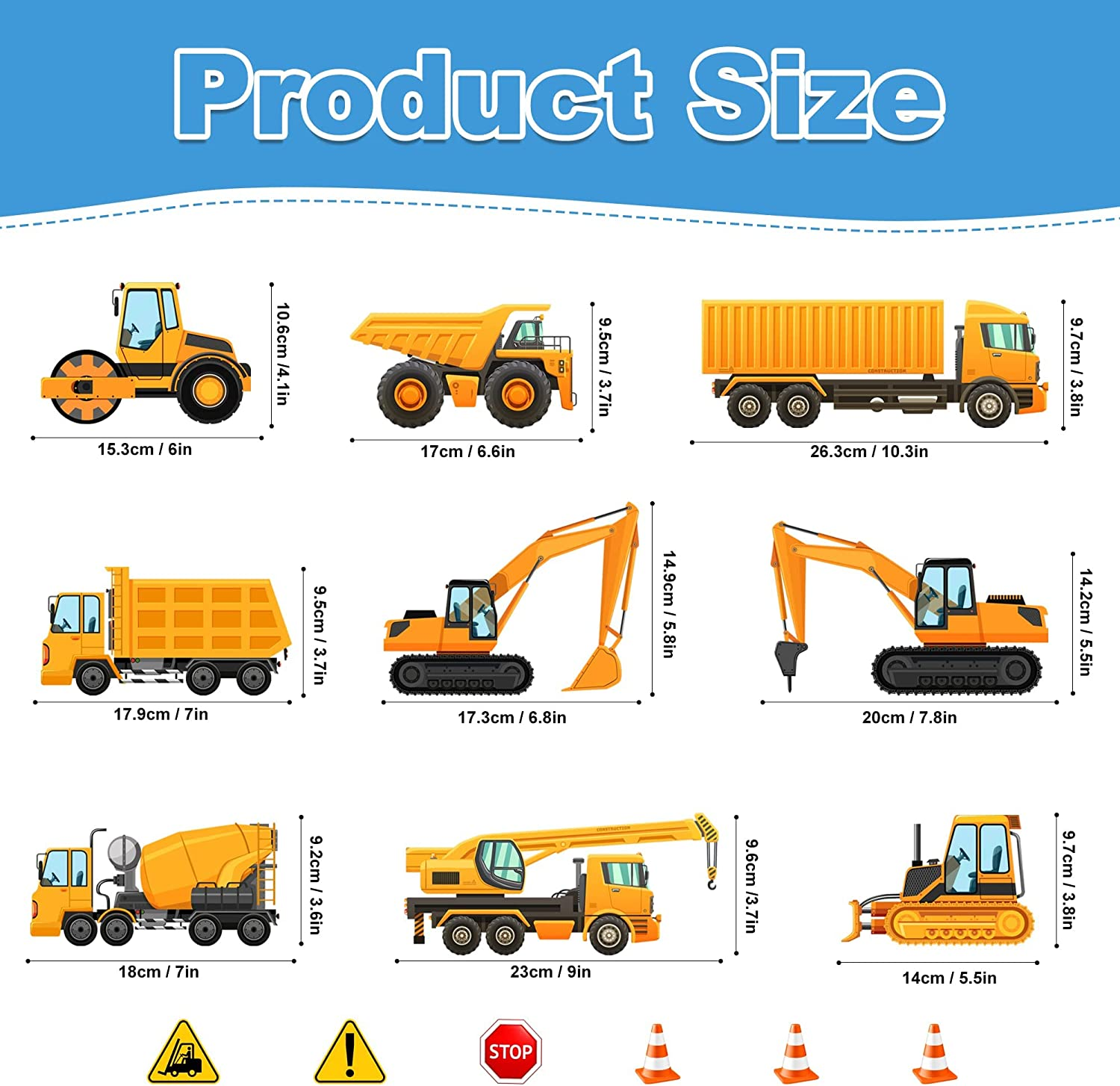 Construction Wall Decals Glow in the Dark Wall Stickers City Vehicles Car Wall Decal Luminous Truck Excavator Tractor Decals Transportation Sticker Boys Kids Bedroom Playroom Nursery Ceiling Decor image number 4