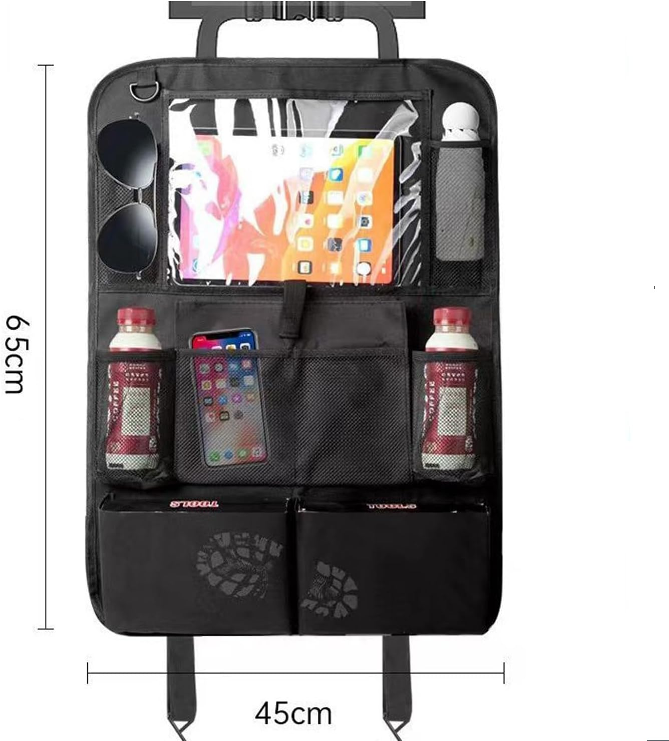 Backseat Car Organizer, Kick Mats Back Seat Protector with Touch Screen Tablet Holder, Kids Durable Waterproof Oxford Fabric, 9 Storage Pockets for Snacks Toys,Car Accessories (1Pack-Black) image number 1