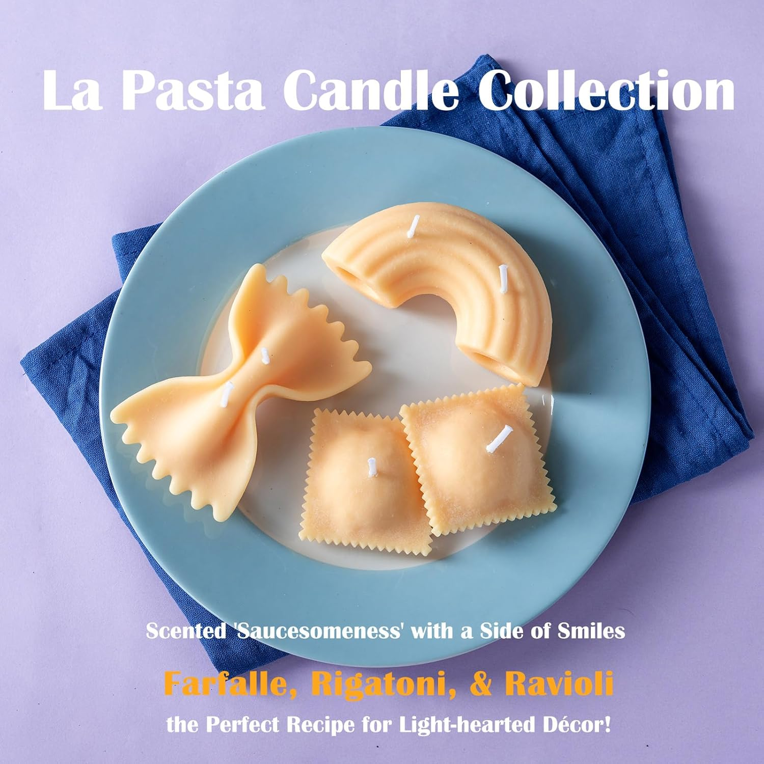 Funny La Pasta Noodle Scented Aromatherapy Candle (1 Farfalle Candle) image number 4