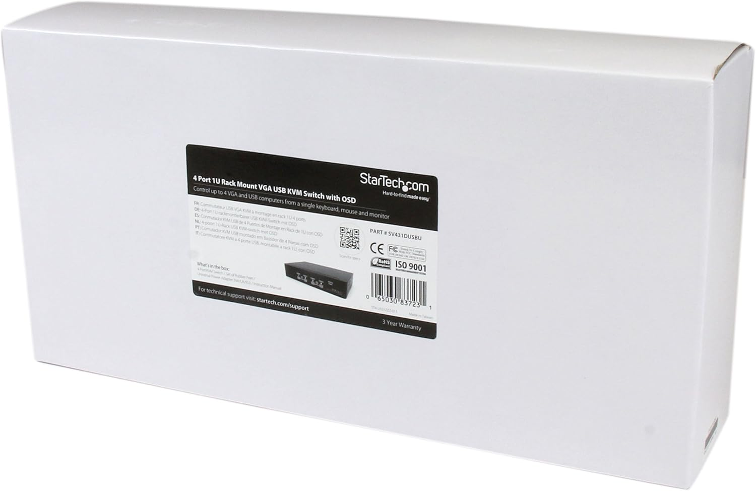 Startech.Com SV431DUSBU 4 Port 1U Rack Mount USB KVM Switch with OSD