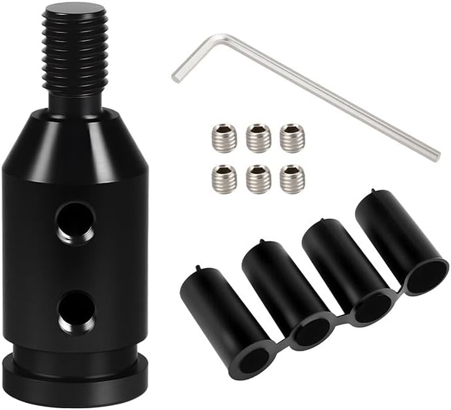 Universal Gear Shift Knob Adapter, M10X1.5 Thread with 4 Adapter Fittings (8/10/11/12Mm) for Non-Threaded Shift Knobs, Black Anodized Aluminum