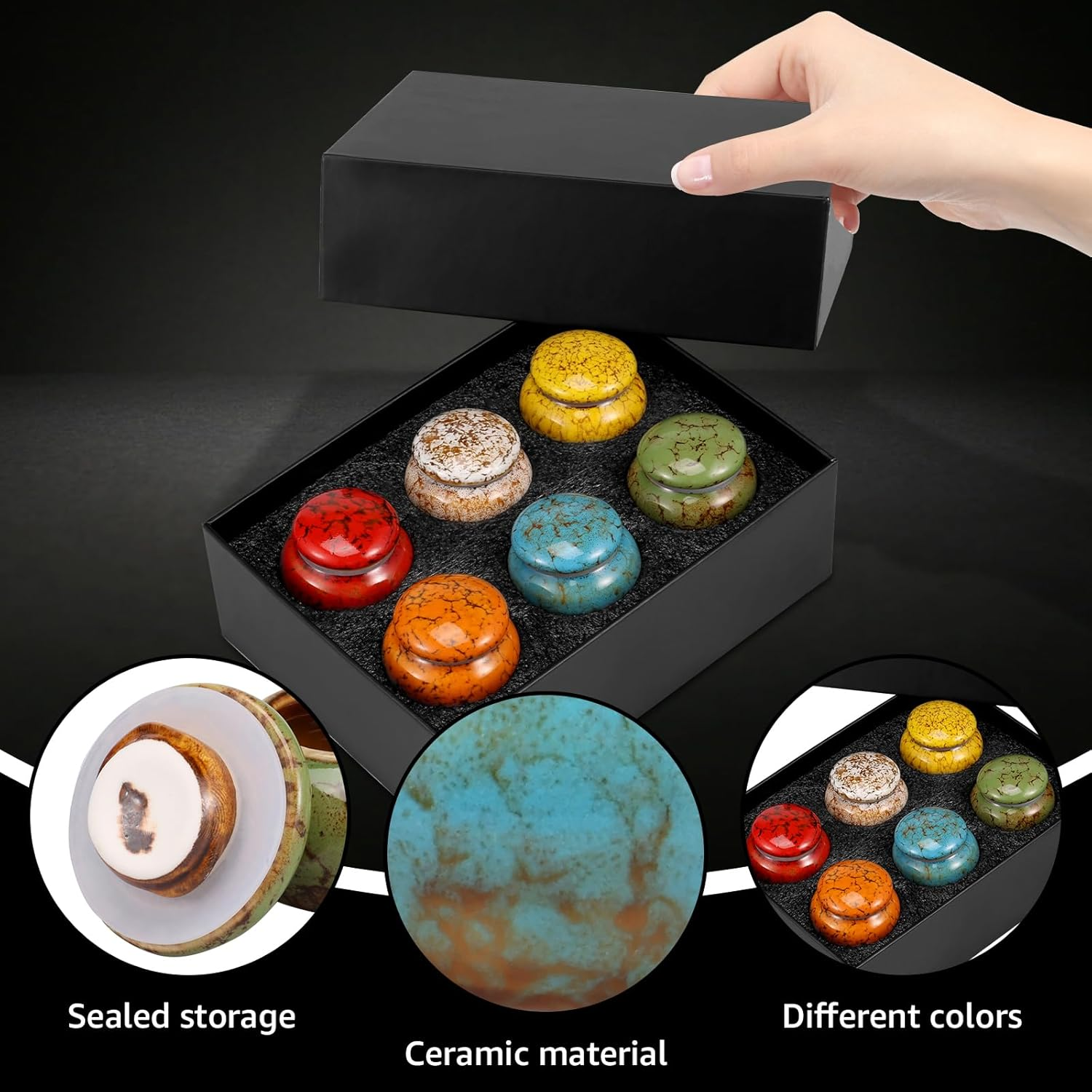 6 Pcs Ceramic Small Urn for Human Ashes Keepsake Compact Urns for Ashes Portable Keepsake Urn Reliable Mini Urn Decorative Small Urn Set for Human and Pet Ashes Fulasun. image number 4