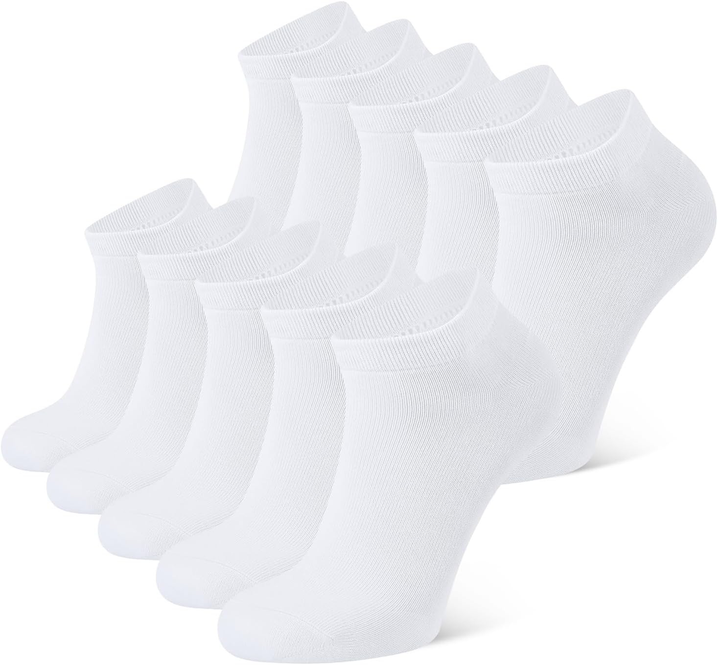 CLOSEMATE 10 Pairs Comfortable Cotton Ankle Low Cut Non Slip Casual Short Socks for Men Women