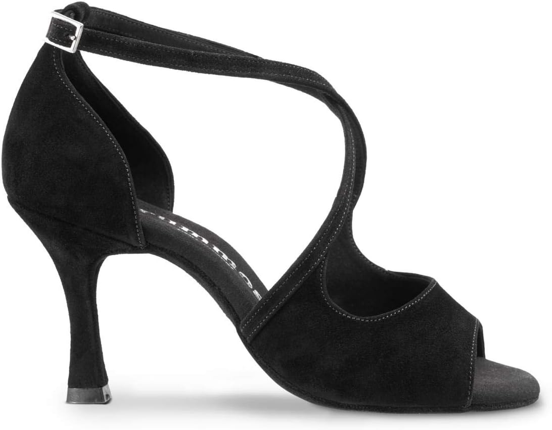 Rummos Women'S Dance Shoes R545 Nubuck Black Medium (Normal) 7 Cm Flare Heel Made in Portugal