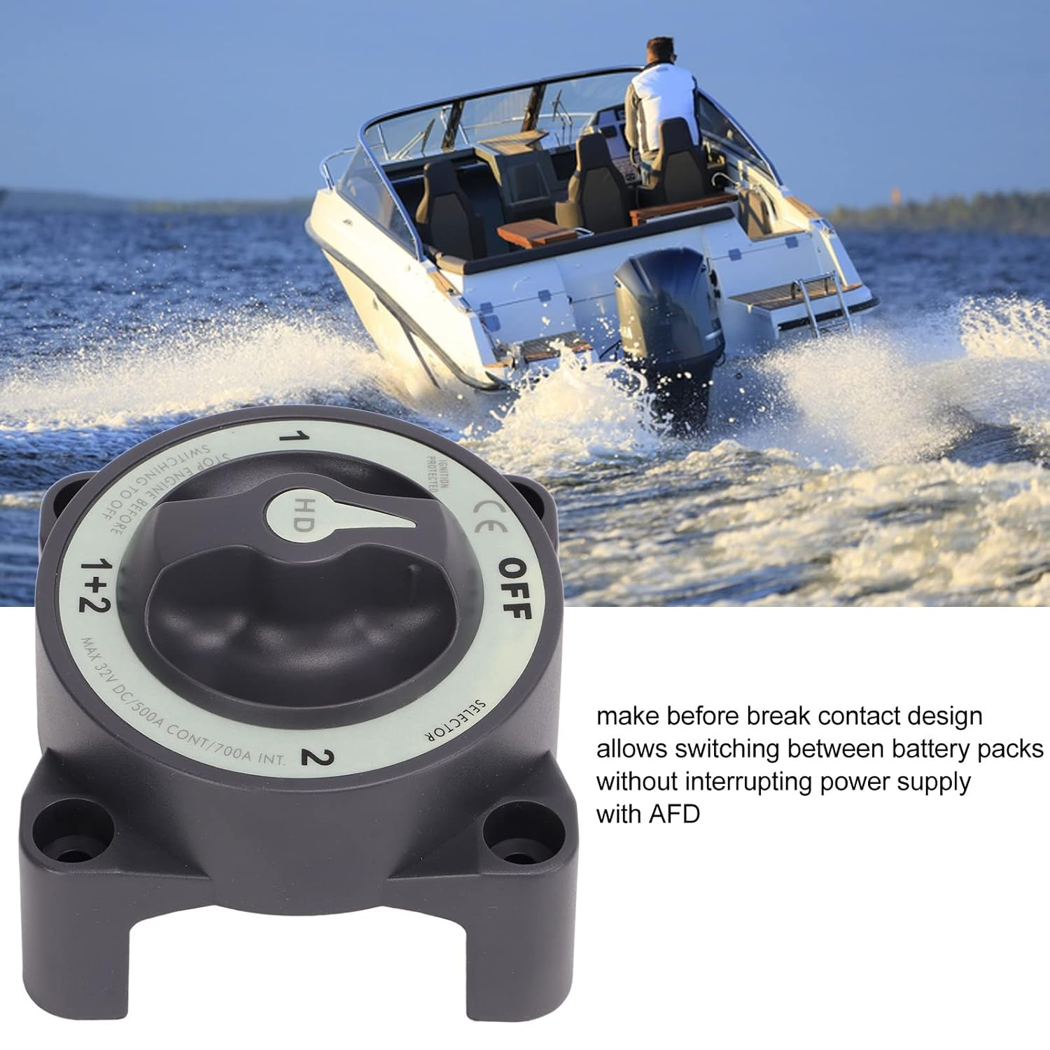 Gernie 4 Position Battery Power Cut Master Switch Disconnect Isolator 500A Marine Battery Cut off Switch, Black or Gray image number 1