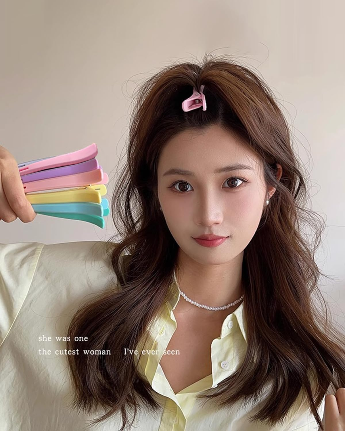 KGDUYC Pack of 6 Hair Clips Hairdresser, Hair Clips for Styling and Cutting, No-Trace Section Clips, Hairdresser with Silicone Band, Professional Salon Hair Clips, Hairdressing Supplies, Macaron Hair image number 1