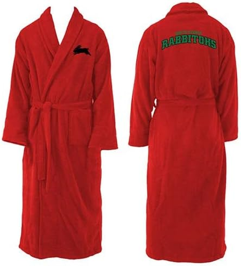 NRL South Sydney Rabbitohs Mens Adults Long Sleeve Robe Dressing Gown, OSFM, Single Unit