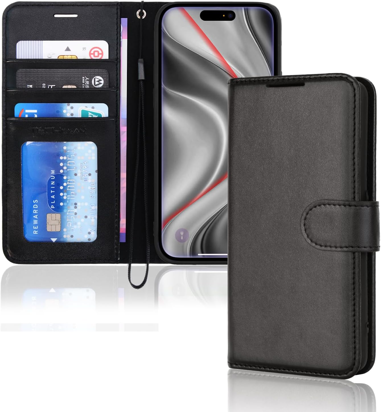 TECHGEAR Iphone 17 Pro Max Leather Wallet Case with RFID Blocking, Flip Cover with Card Holder, Kickstand, Wrist Strap, Magnetic Closure - Rose Gold PU Leather for Iphone 17 Pro Max 6.9"