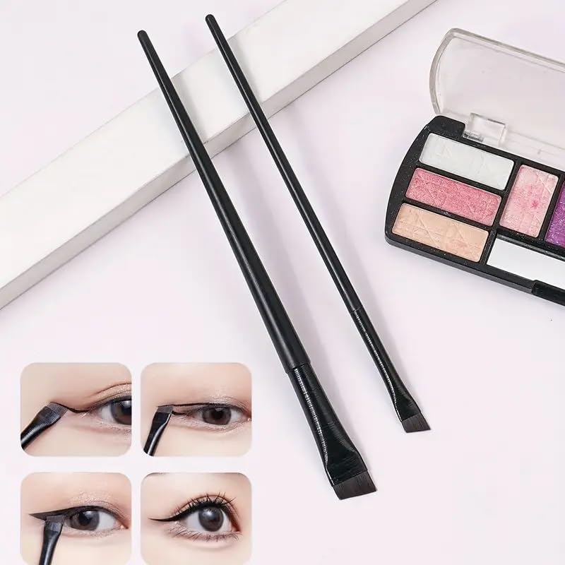 CJESLNA Fine Angled Eyeliner Brushes, Eye Liner Brush, Fine Angled Eyeliner Eyebrow Concealer Brushes,Ultra Thin Slanted Flat Angle for Beauty Cosmetic Tool (BLACK) image number 6