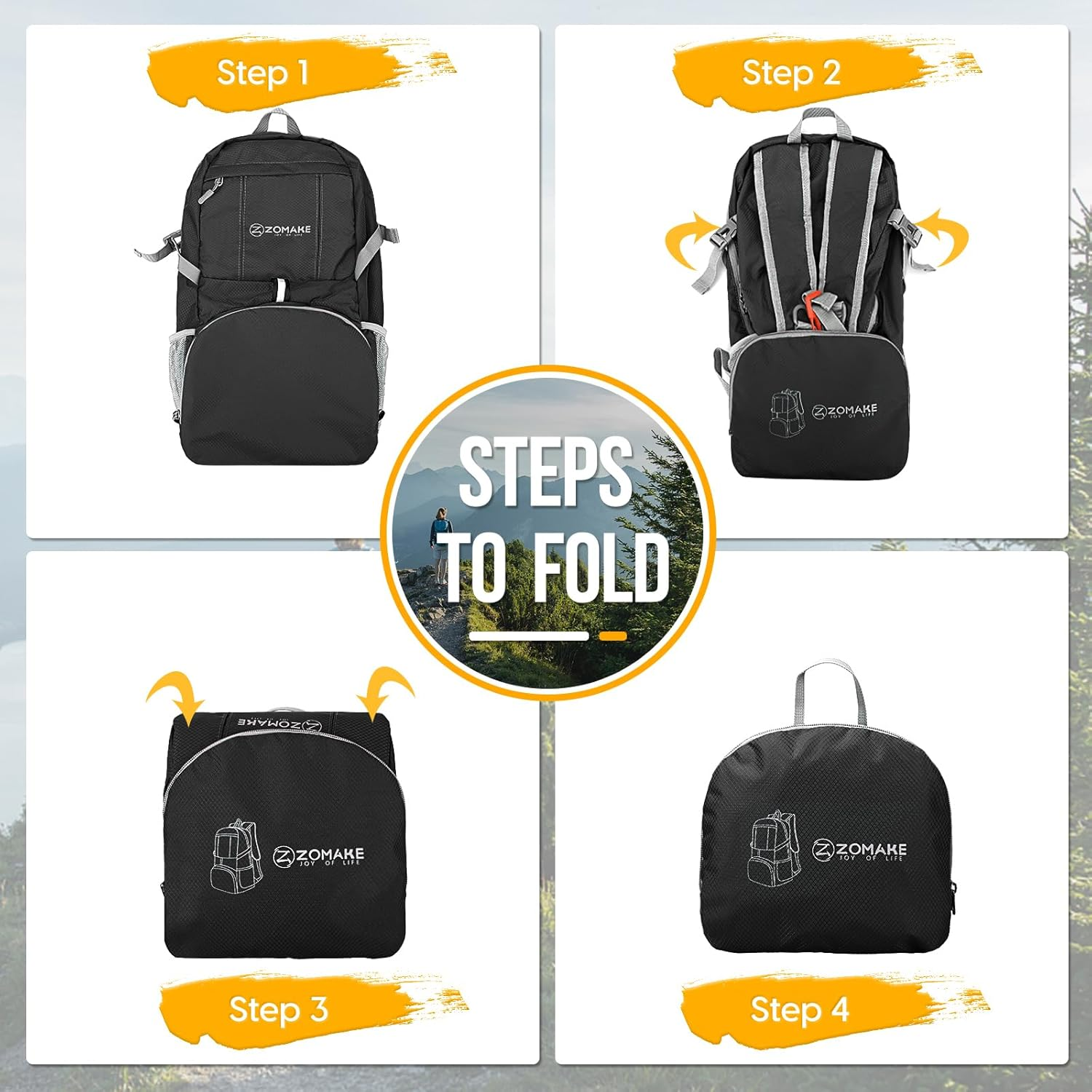 ZOMAKE Foldable Backpack 35L - Lightweight Packable Hiking Daypack Water Resistant Folding Backpacks for Travel Camping Outdoor image number 5