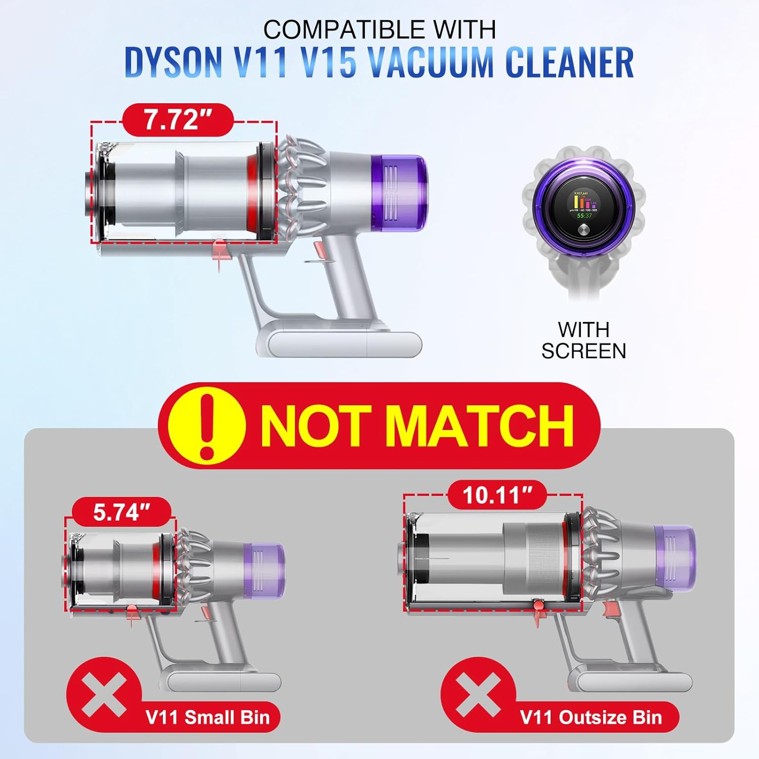 Upgraded Canister Compatible with Dyson V11 V15 SV14 SV15 SV22 Vacuum Cleaner Dust Bin, for Bin Part No. 970050-01 and Part No. 965443-01 with HEPA Filter image number 4