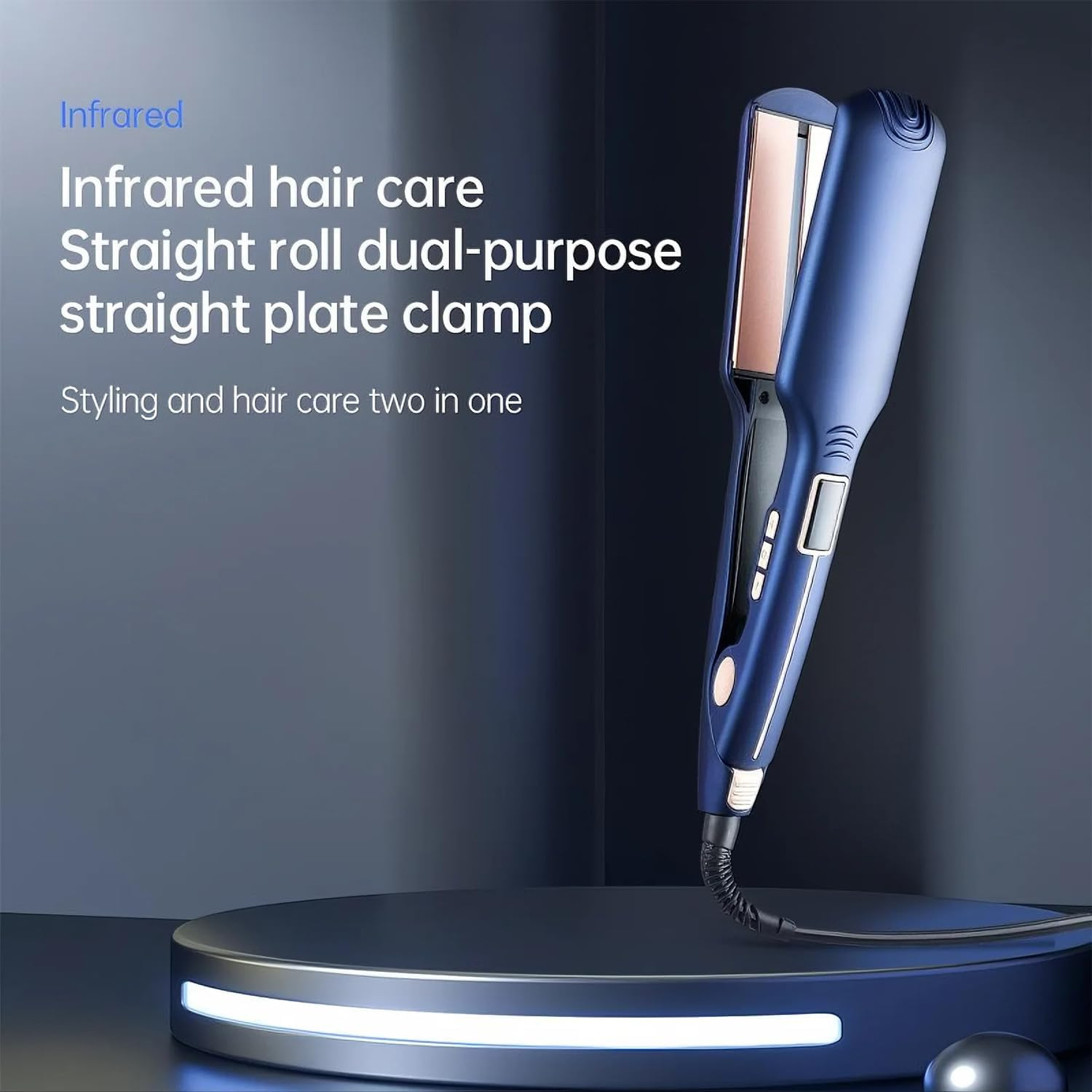 PRO Infrared Wide Flat Iron Hair Straightener Version LCD Display Hair Straightening and Curling Iron Dual Purpose Salon Tool, Anti-Scald, Gifts for Women, Lovers or Friends