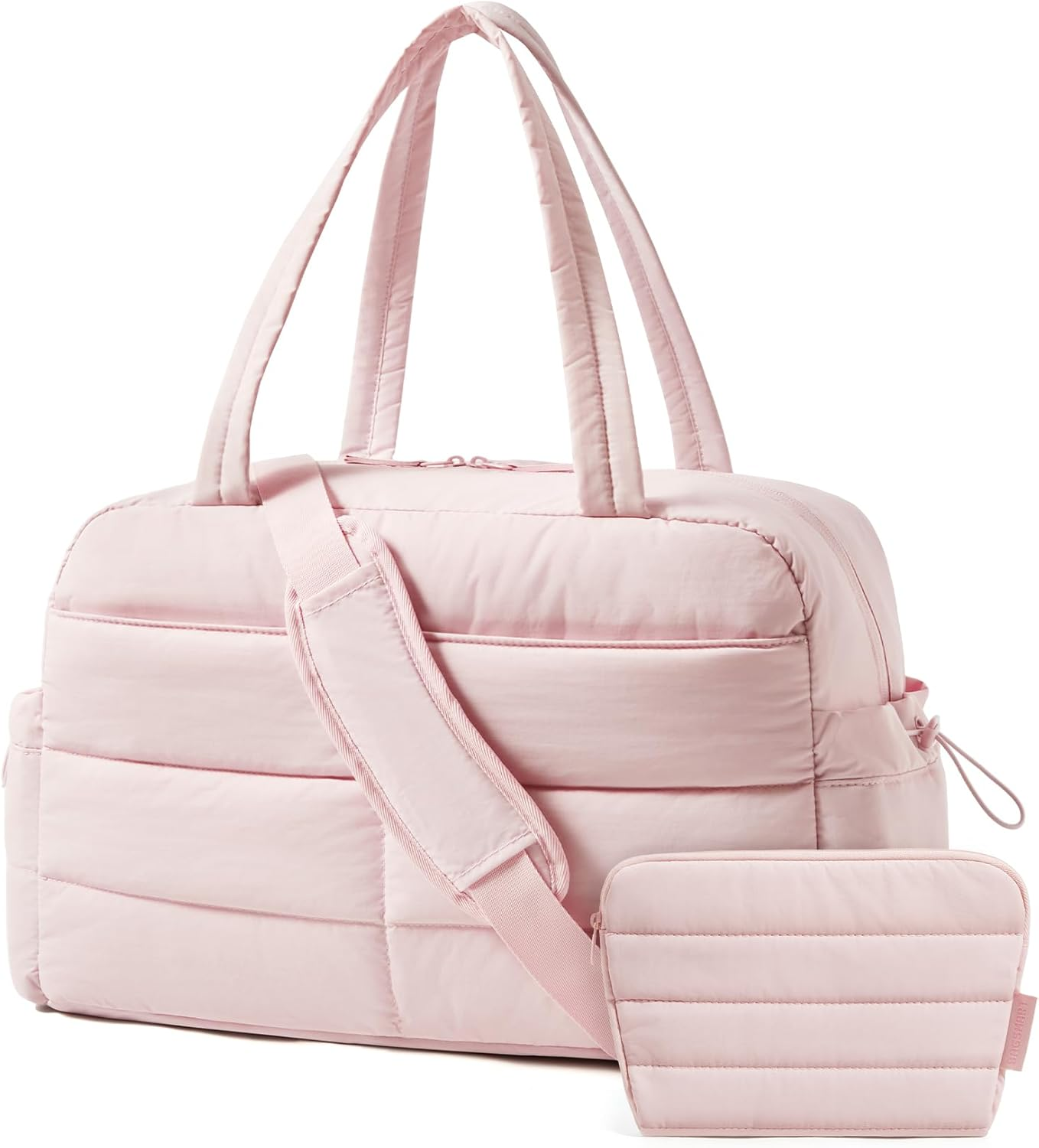 BAGSMART Gym Bag for Women with Toiletry Pouch, 31L Quilted Travel Duffle Carry on Bagwith Wet Pocket, Weekender Overnight Bag for Travel,Water Resistant, Pink