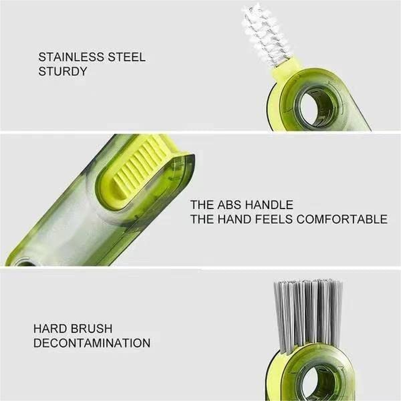 3Pcs 3 in 1 Multifunctional Cup Cleaning Brush,3 in 1 Tiny Bottle Cup Lid Detail Brush Straw Cleaner Tools,Home Kitchen Cleaning Tools for Deep Detail Cleaning (3 PCS)