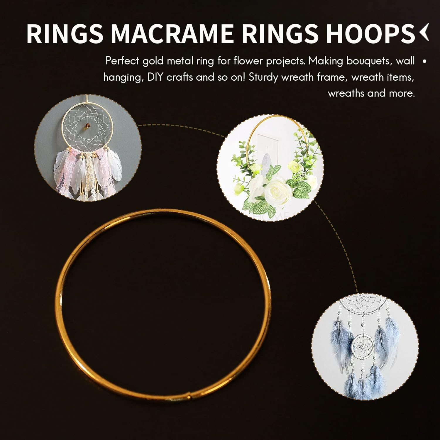 Spacesea 10-Pack 3-Inch Metal Dream Catcher Rings Hoops Craft Supplies for DIY Macrame, Dreamcatchers image number 5