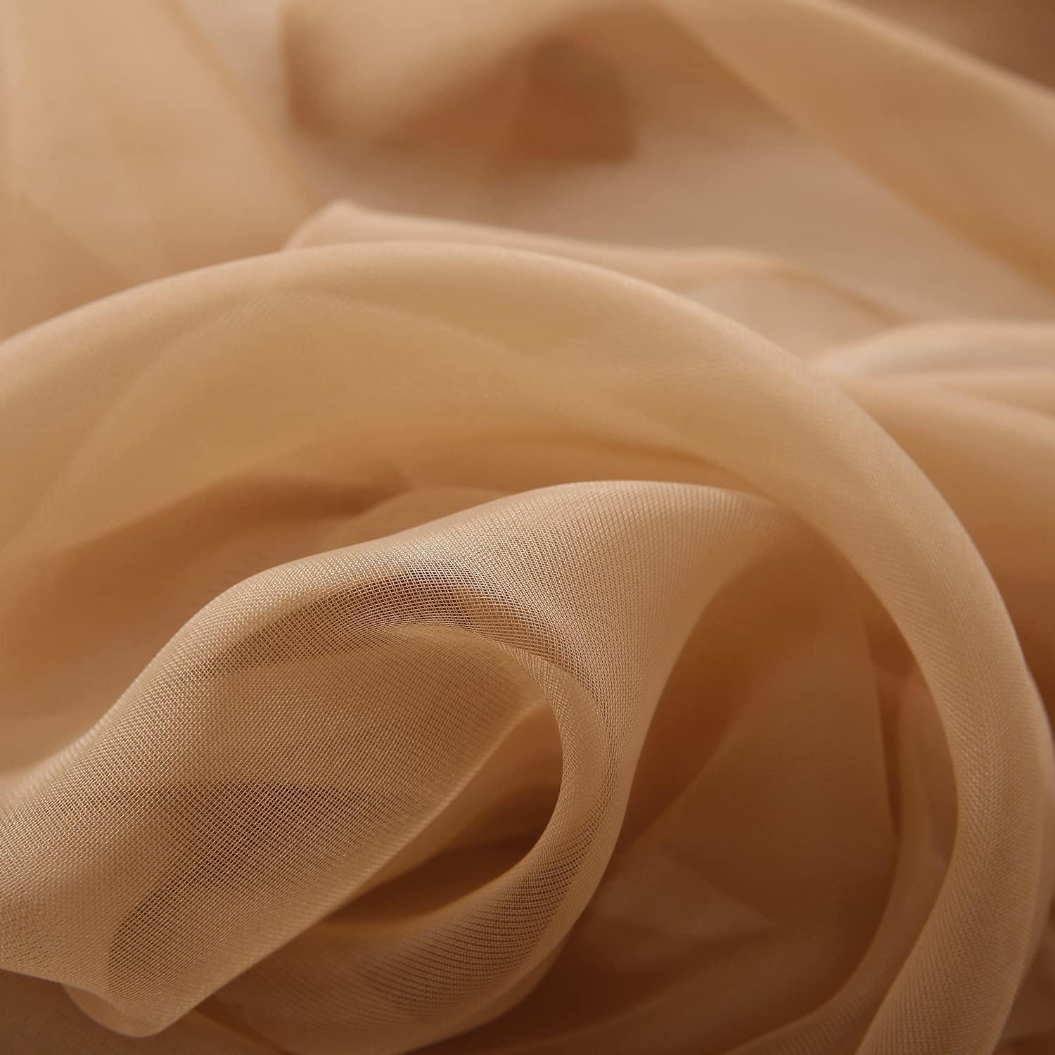 WANFASO Princess Chiffon Bed Canopy, Canopy Curtains for Queen Bed Adults, 4 Post Bed Drapes Room Decor(Light Coffee) image number 6