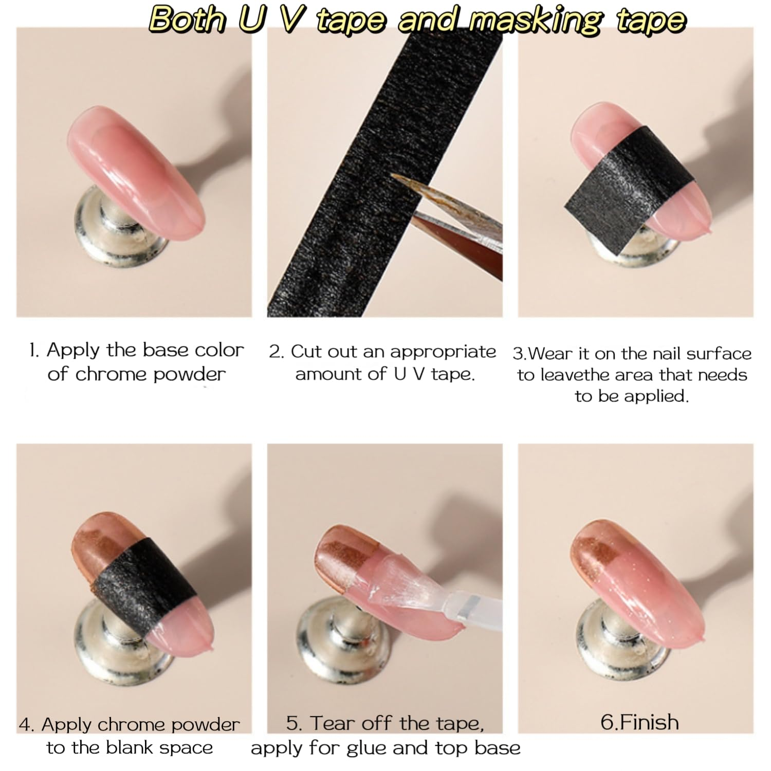 U V Tape for Nail: Nail Art Tips Guide Tapes for DIY Design Nail Tip, Nail Striping Tape Line Rolls Nail Art Decoration Sticker Manicure Tool image number 2