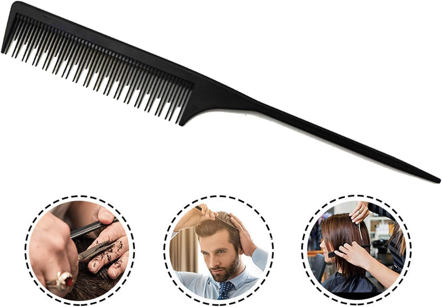 Professional Teasing Comb, Tail Comb for Root Teasing for Thin, Add Volume Fine and Normal Hair Types, Hair Comb for Women and Men, 8.75 Inches Black 5 image number 5