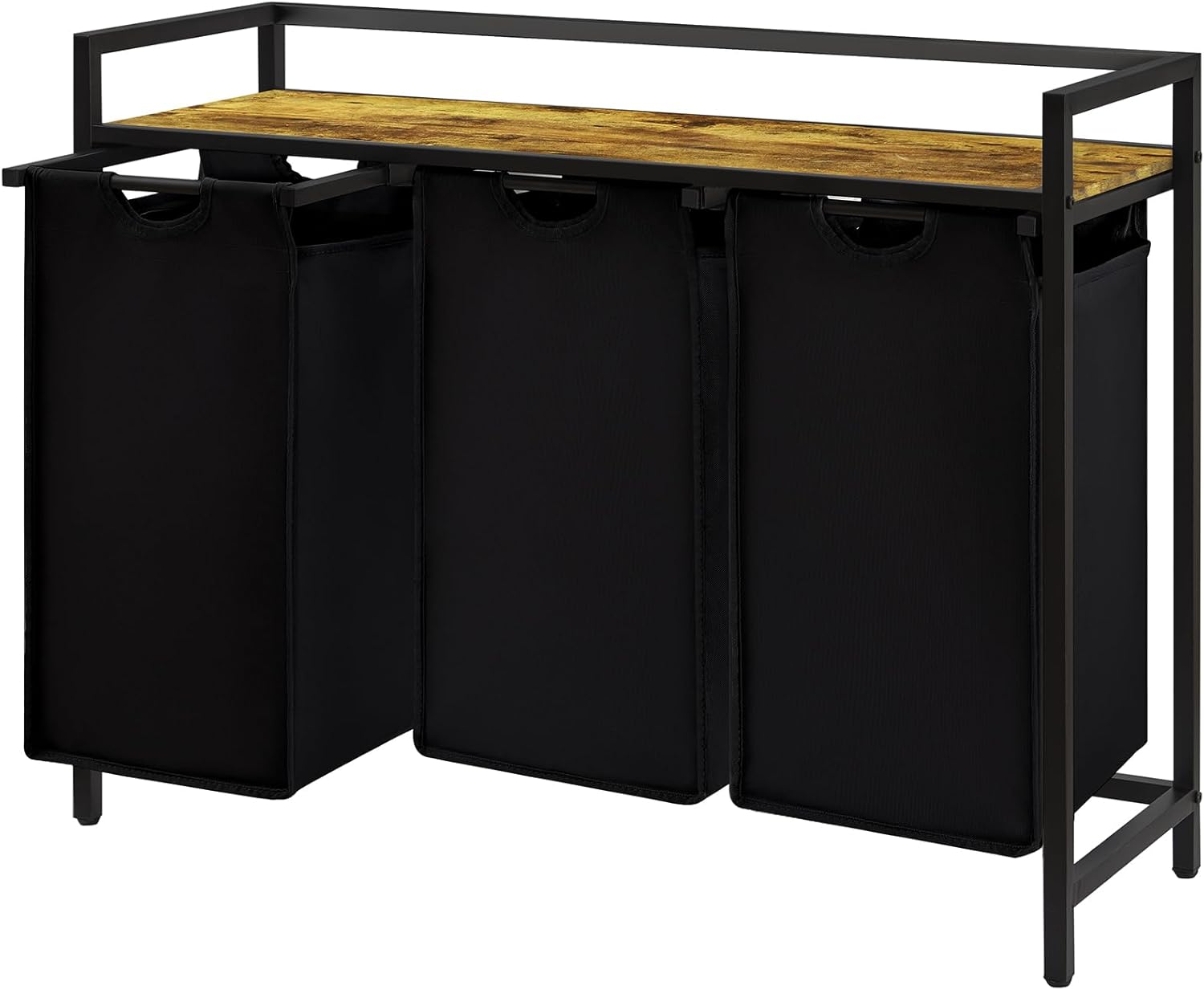 Lifewit Laundry Basket, 120L 3 Section Pull Out Laundry Clothes Hamper with Large Top Shelf and 3 Removable Bags and Handles, Laundry Sorter for Laundry Room Bedroom Bathroom and Dorm, Black image number 6