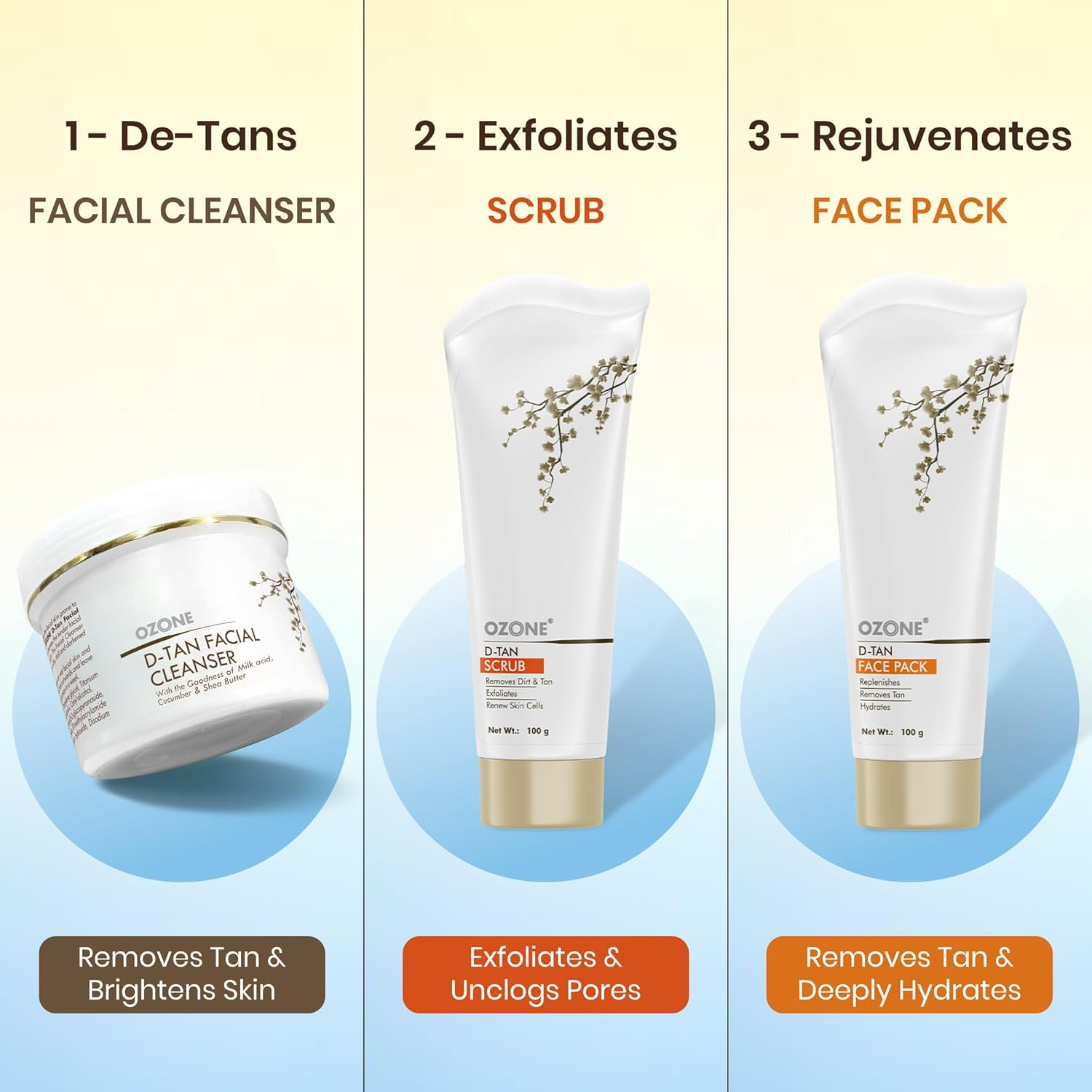 OZONE D Tan Trio (D Tan Cleanser 250G + D Tan Scrub 100G + D Tan Face Pack 100G) (3 Items in the Set) image number 5