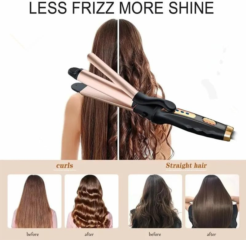 Hair Straightener 2-In-1 Curling Iron,Fotrsdku Ionic Brush Hot Comb Curling Iron with Smooth Gloss Coating,Flat Iron Hair Straightener for Silky Smooth Hair,For Curl/Wave/Straighten Hai